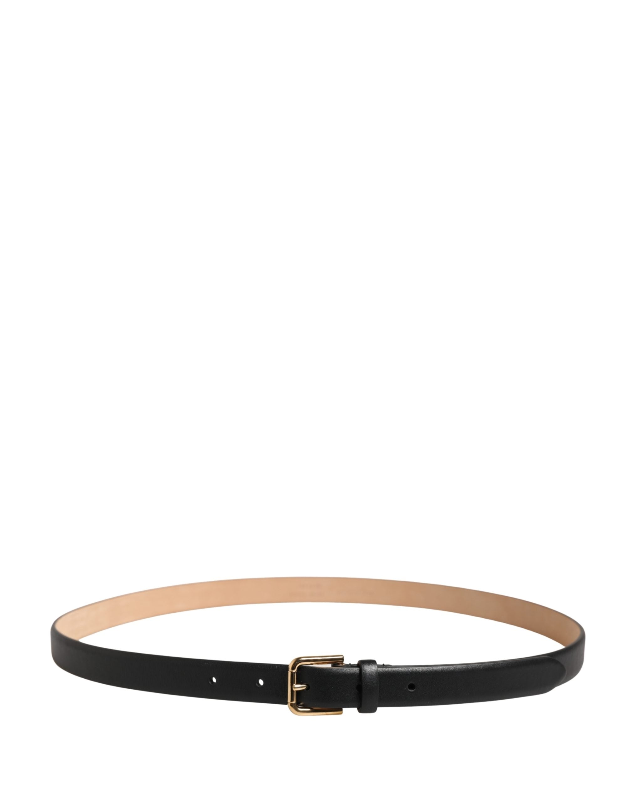 Black Classic Leather Gold Metal Buckle Belt - ventzia
