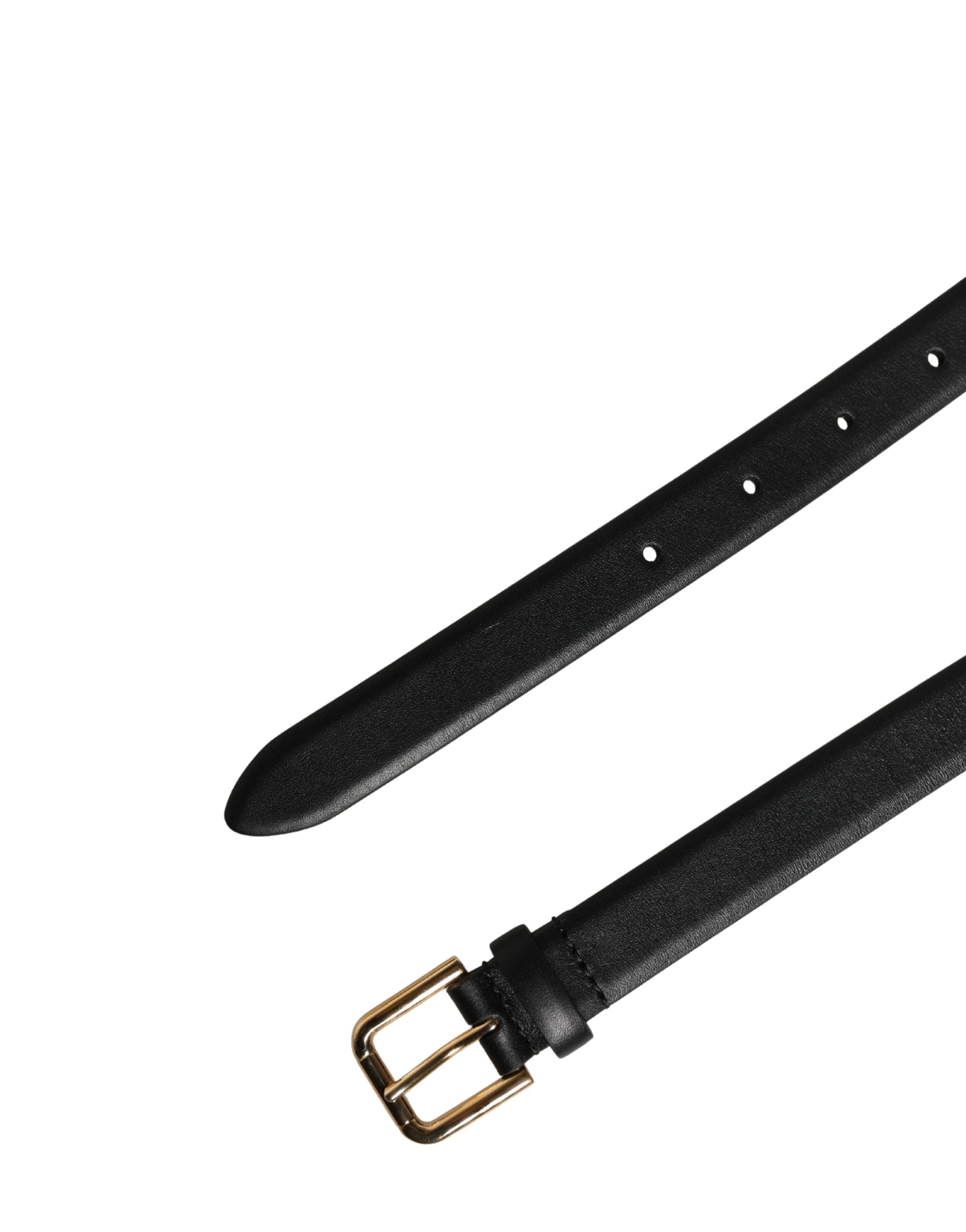 Black Classic Leather Gold Metal Buckle Belt - ventzia