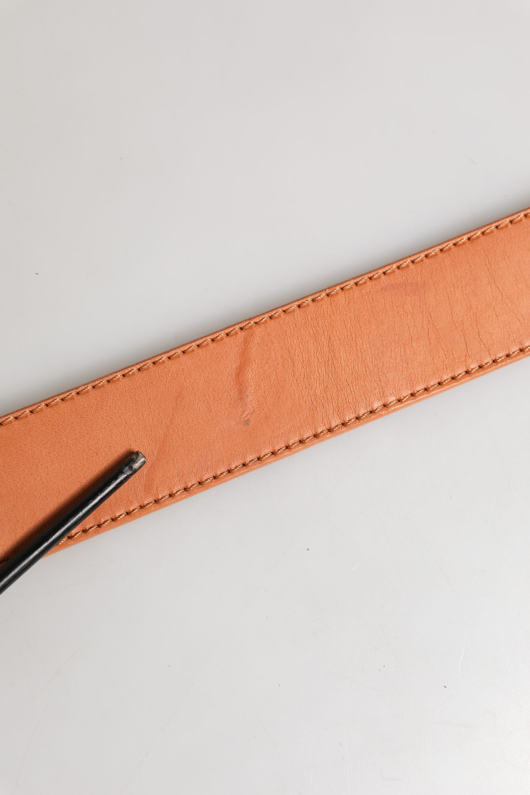 Orange Leather Hexagon Metal Buckle Waist Women Belt - ventzia