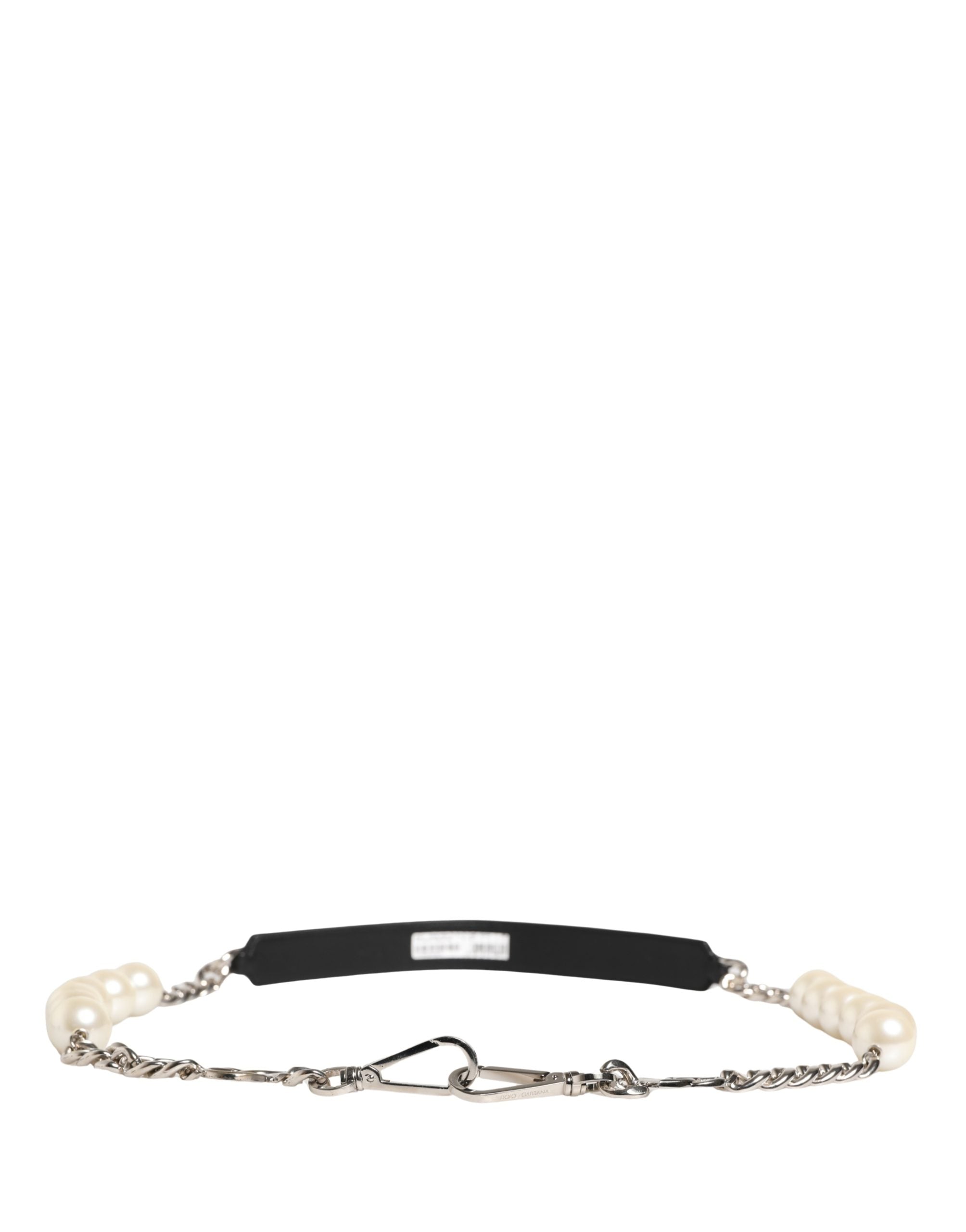 Black Leather Silver Chain Bag Accessory Shoulder Strap - ventzia