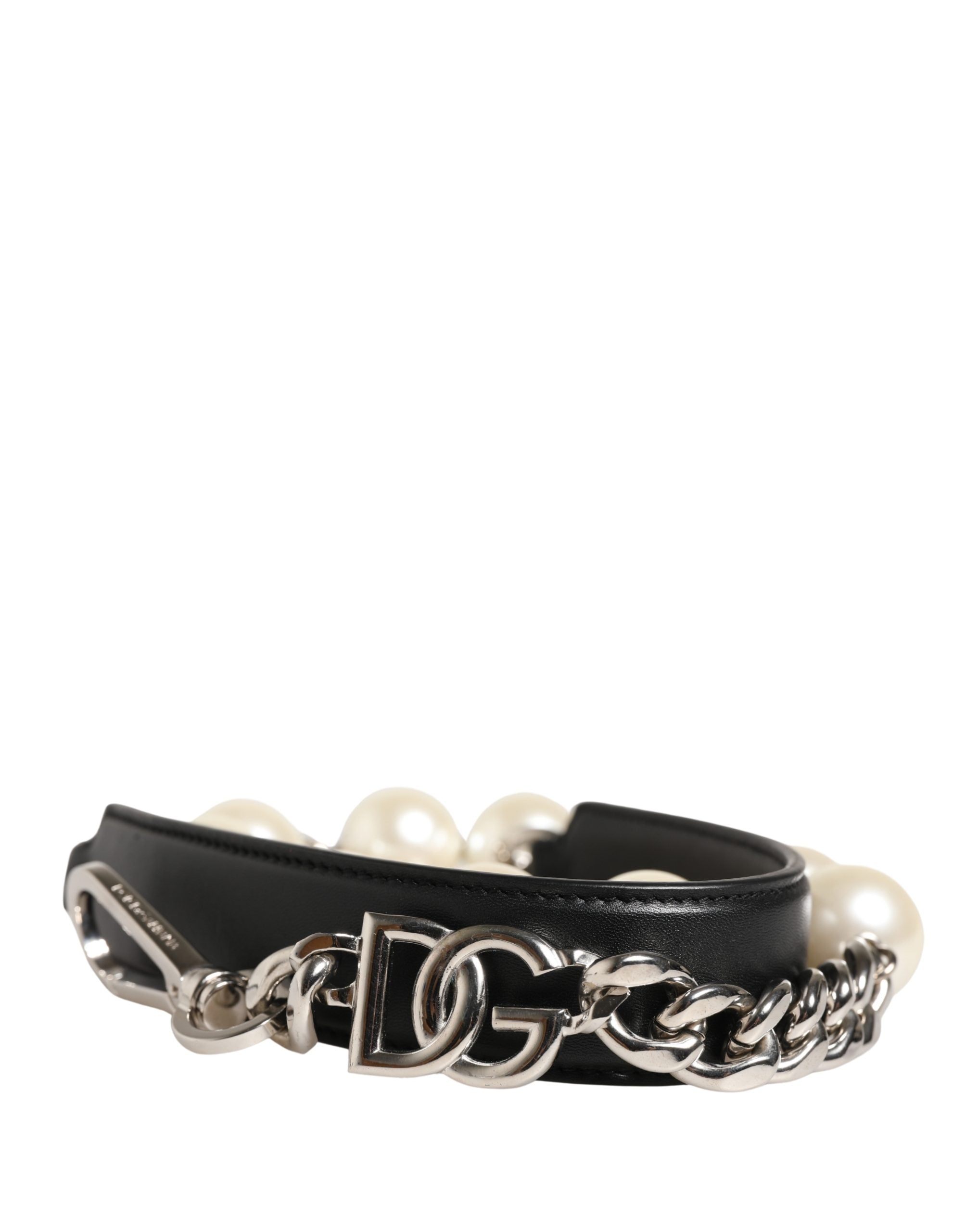 Black Leather Silver Chain Bag Accessory Shoulder Strap - ventzia