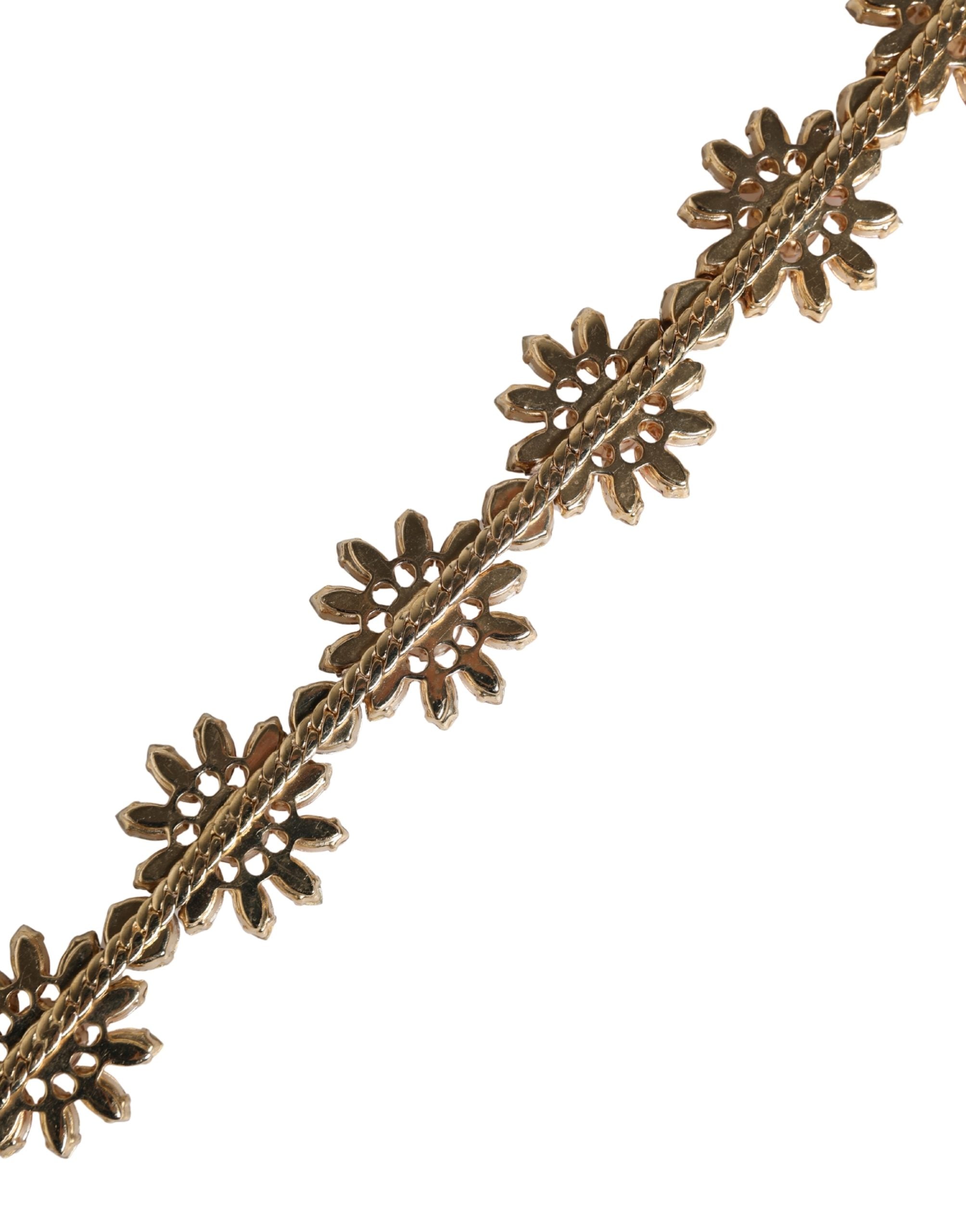 Red Leather Daisy Crystal Embellished Waist Belt - ventzia