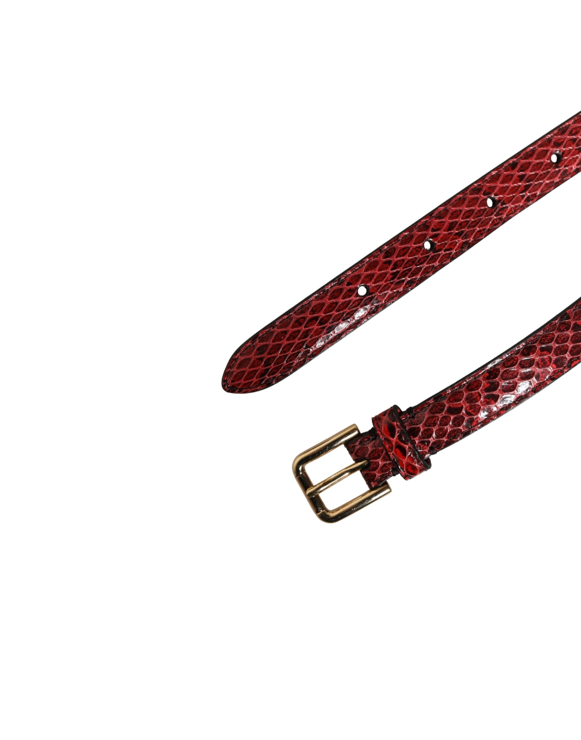 Red Leather Daisy Crystal Embellished Waist Belt - ventzia