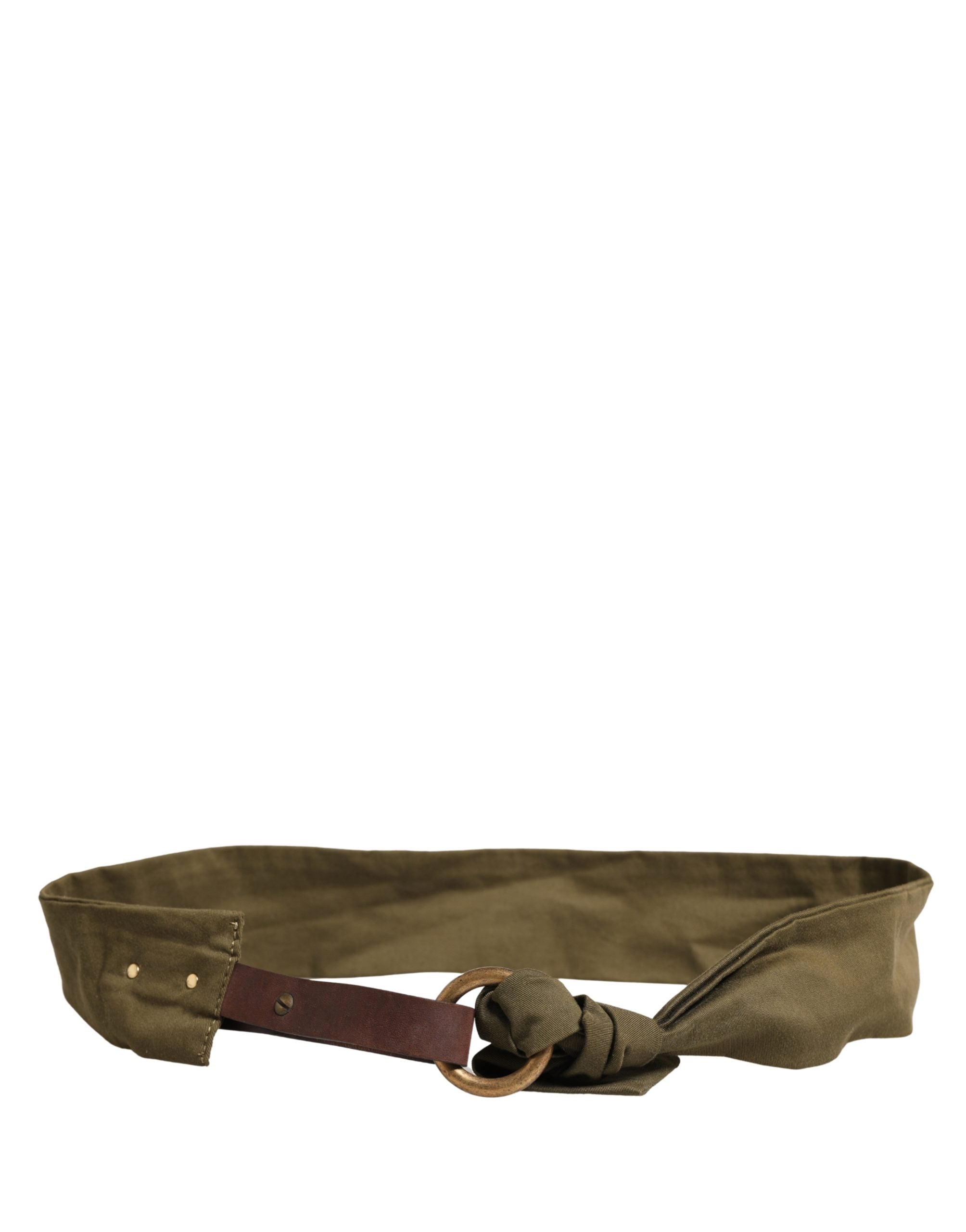 Army Green Cotton Round Buckle Waist Belt - ventzia