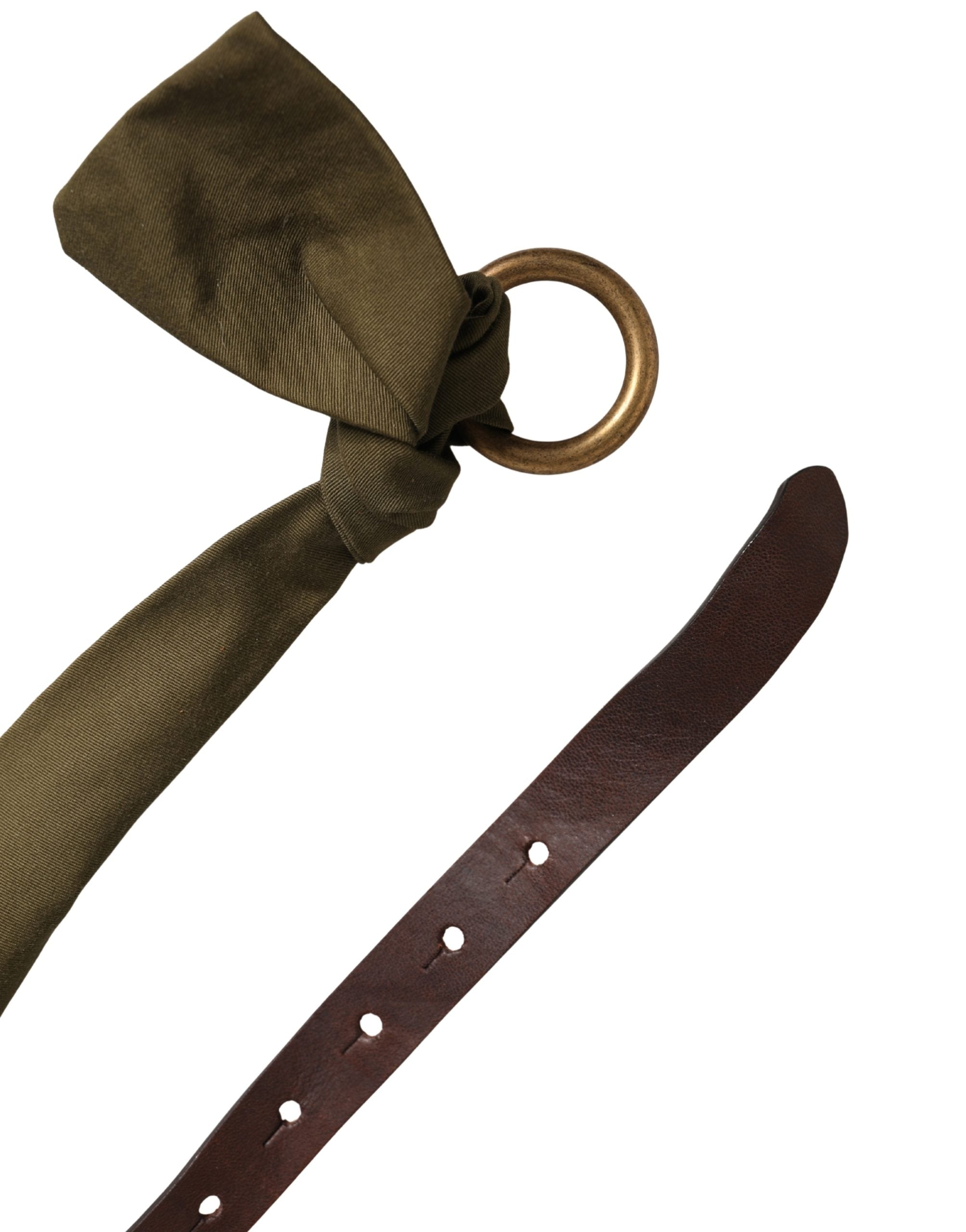 Army Green Cotton Round Buckle Waist Belt - ventzia