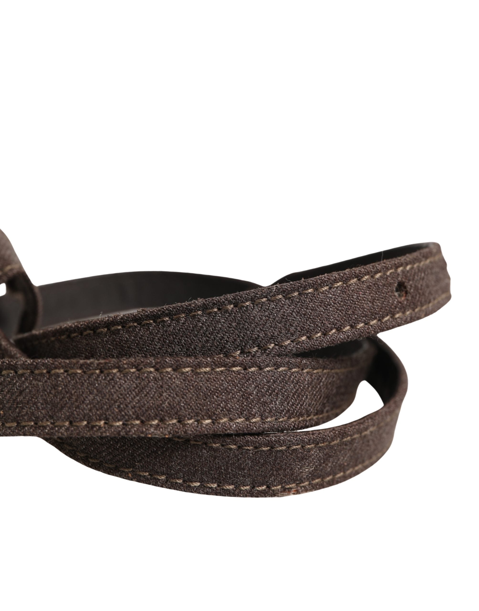 Dark Brown Wool Bow Embellished Buckle Belt - ventzia