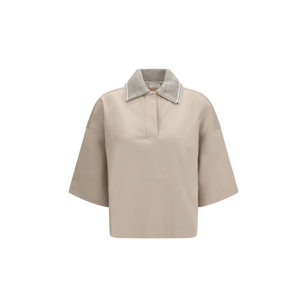Beige Cotton Polo Shirt - ventzia