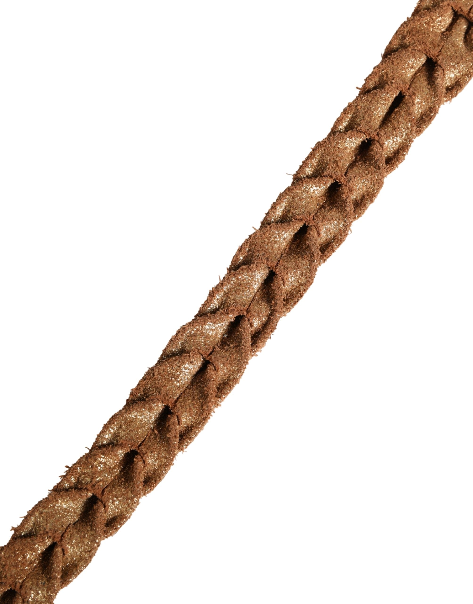Brown Leather Braided Metal Buckle Belt - ventzia