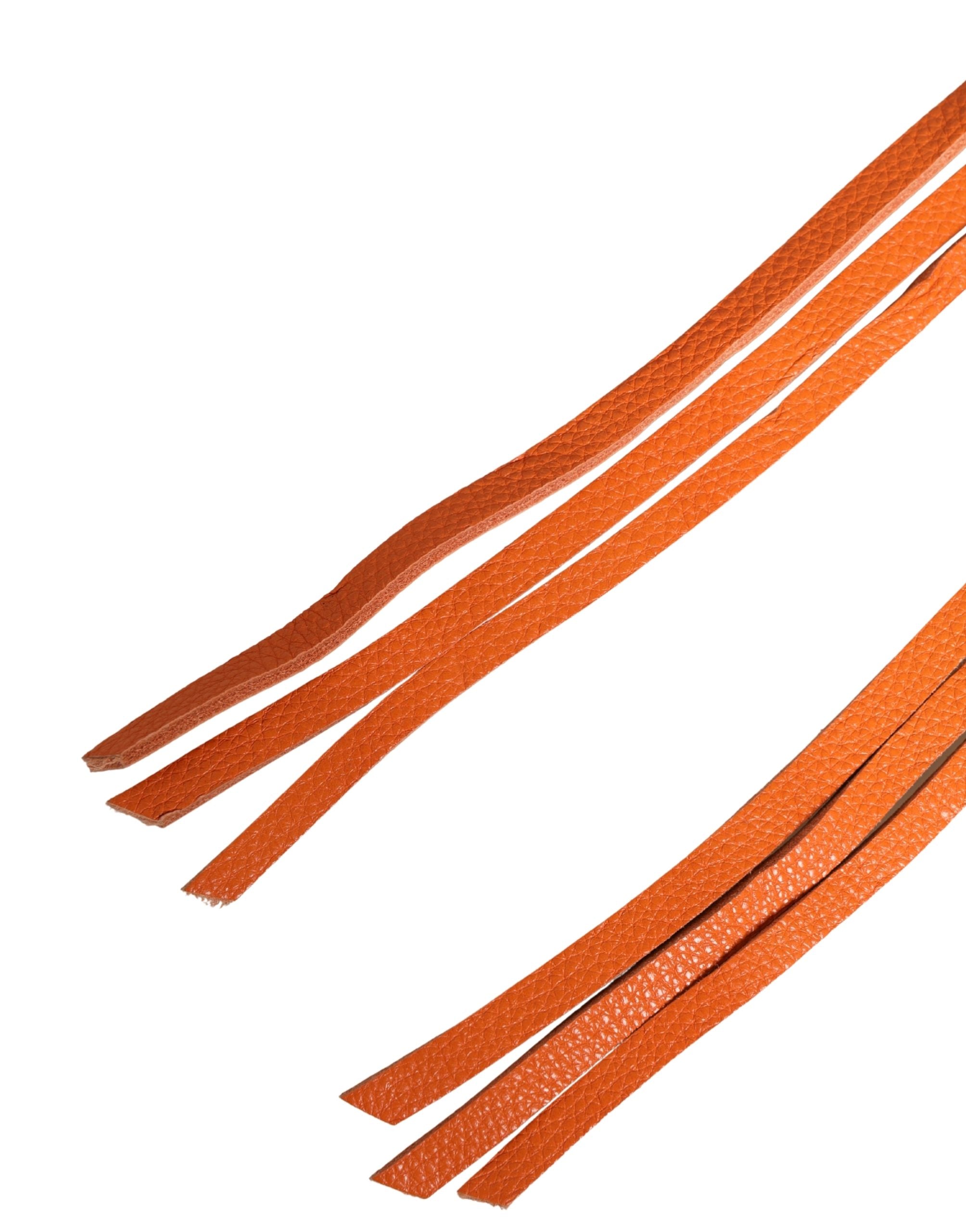 Orange Leather Chain Waist Metal Buckle Belt - ventzia