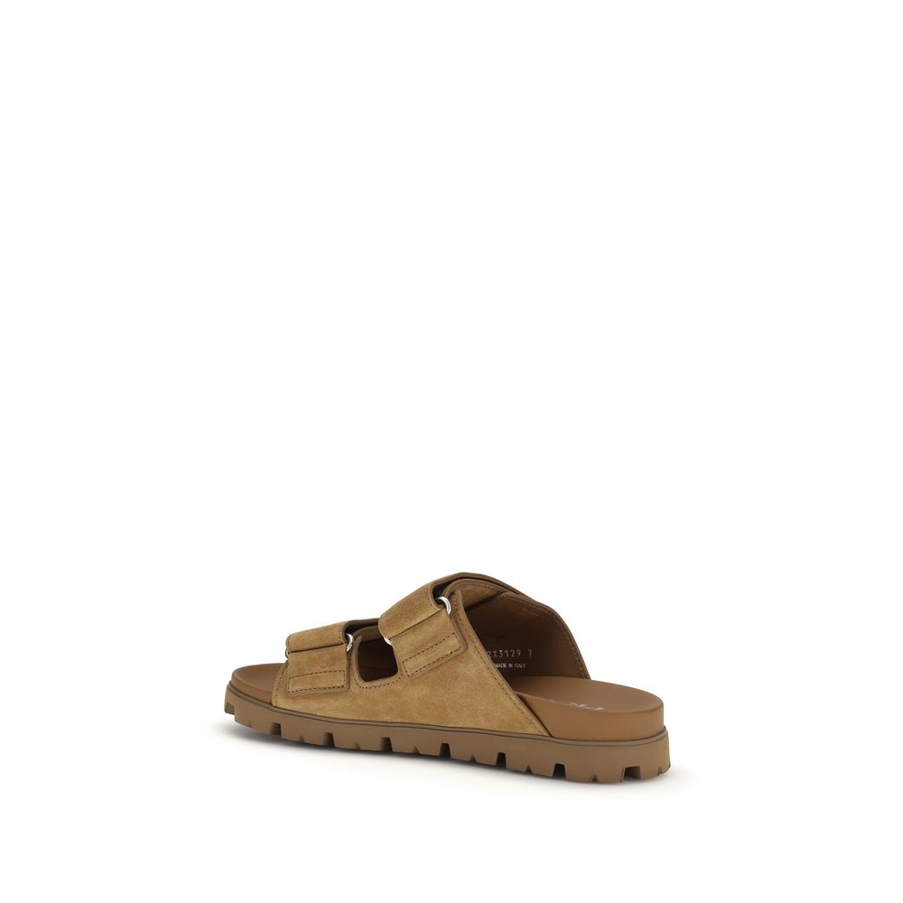 Brown Calf Leather Bos Taurus Strap-On Sandals - ventzia