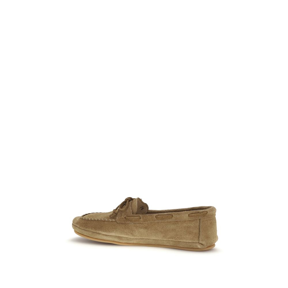 Beige Calf Leather Bos Taurus Slip-On Loafers - ventzia