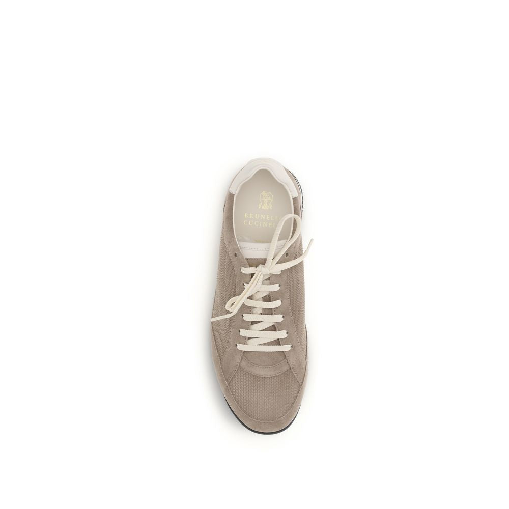 Beige Calf Leather Bos Taurus Low Top Sneakers - ventzia