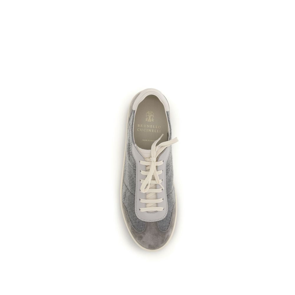 Gray Cotton Low Top Sneakers - ventzia