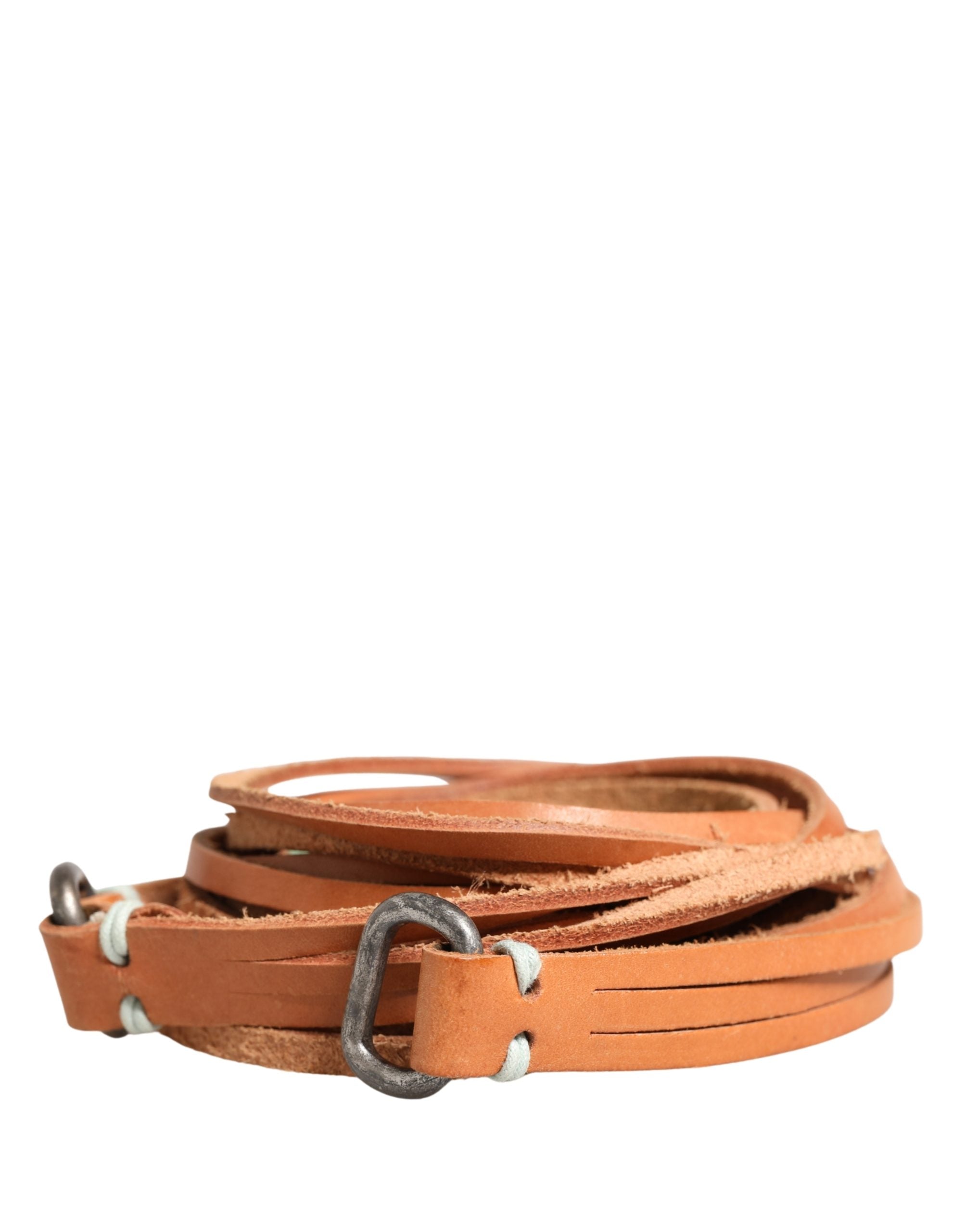 Brown Leather Silver Tone Buckle Waist Belt - ventzia