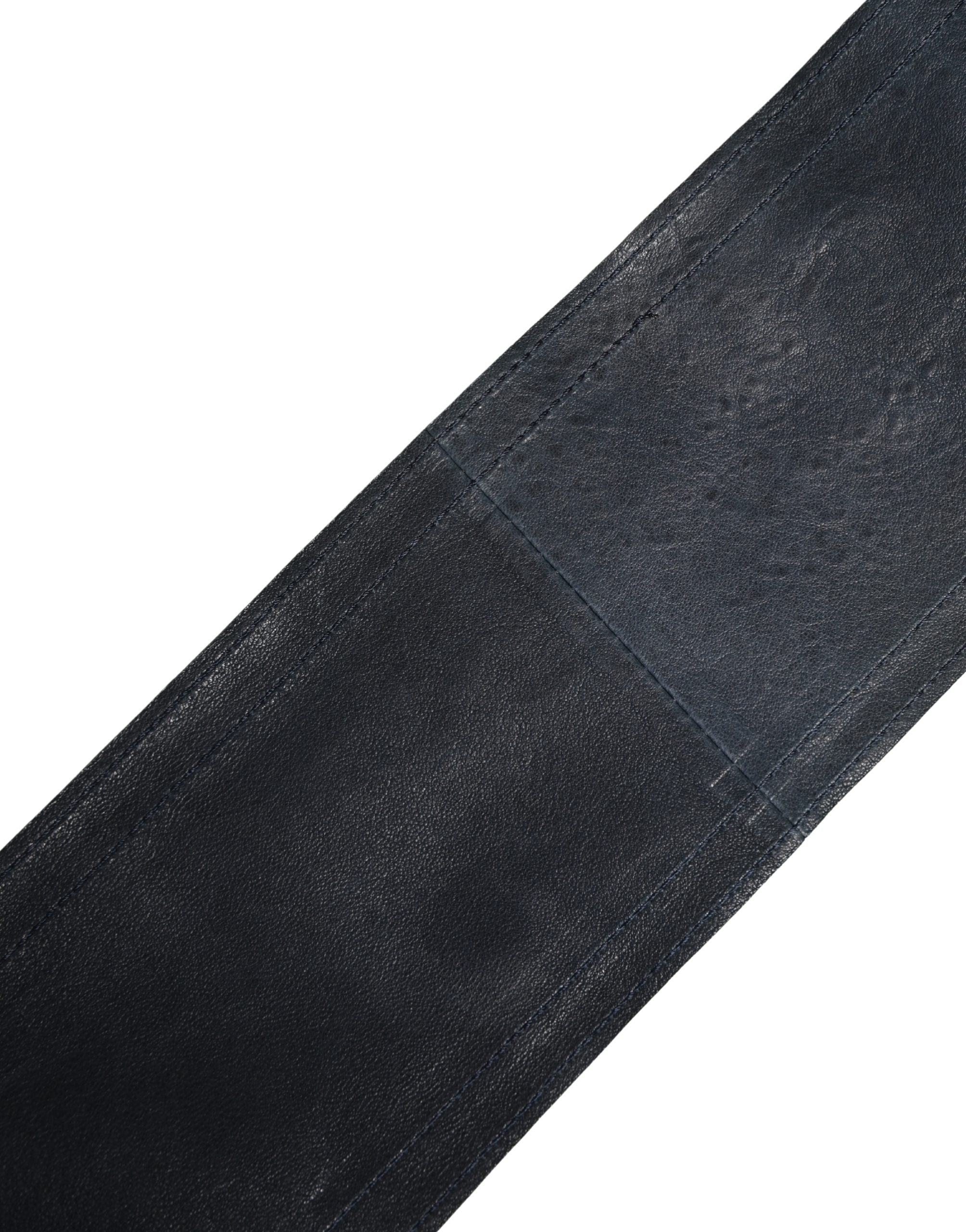 Blue Leather Wide Waist Women Cintura Belt - ventzia