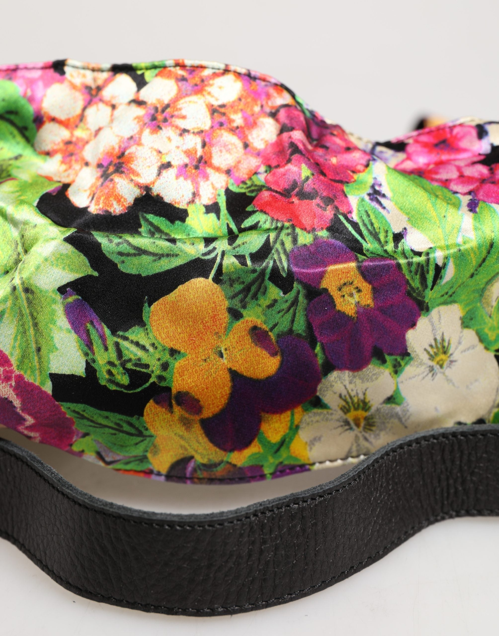 Multicolor Floral Wide Waist Gold Metal Buckle Cintura Belt - ventzia