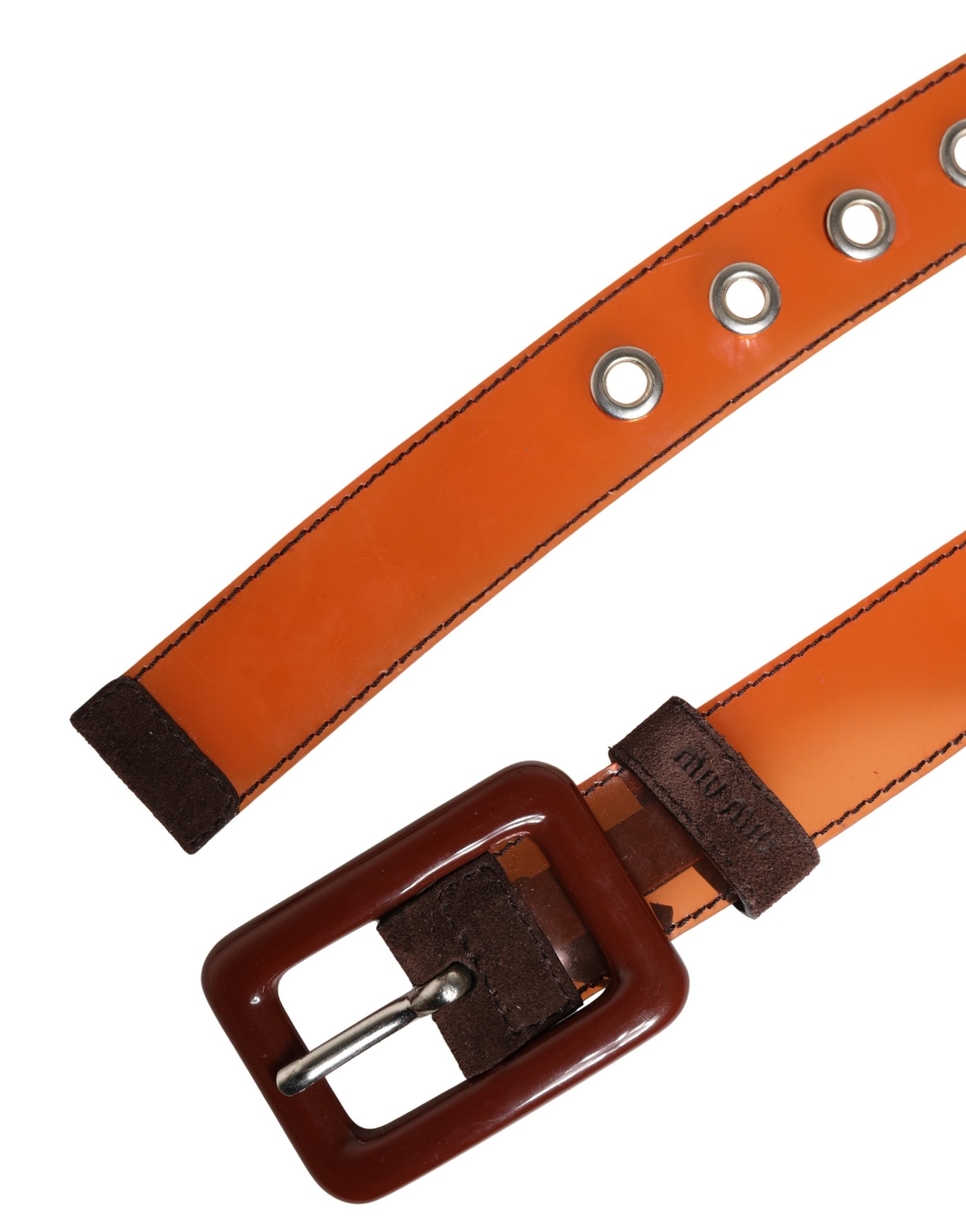 Orange PVC Waist Women Cintura Square Buckle Belt - ventzia