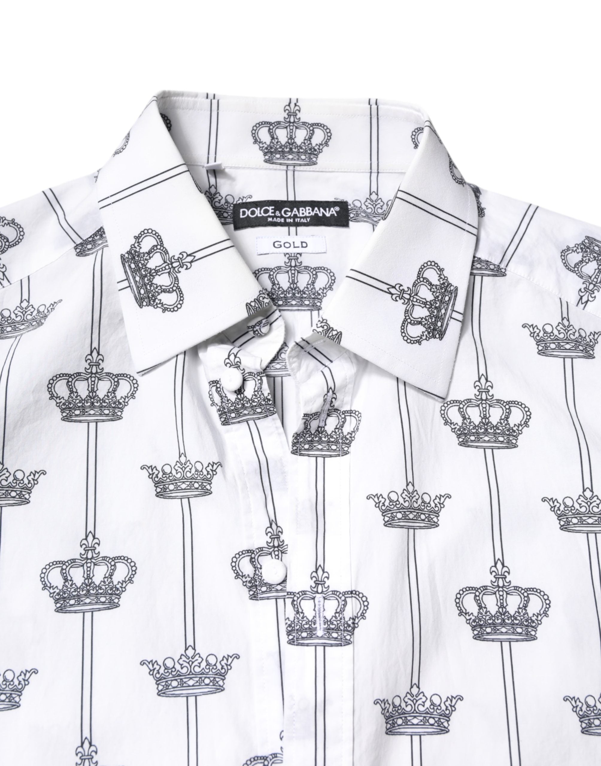 White GOLD Crown Cotton Dress Formal Shirt - ventzia