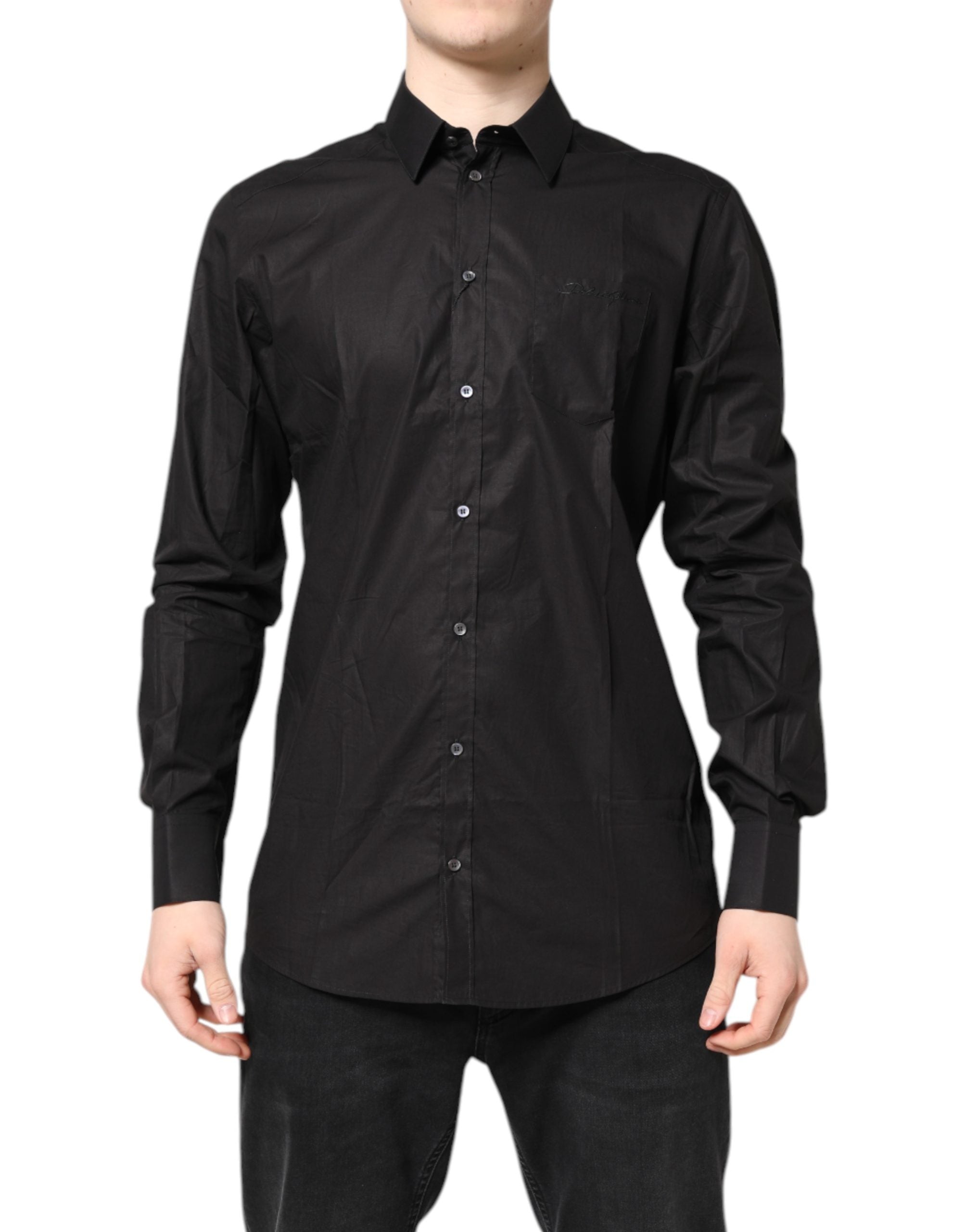 Black GOLD Cotton Collared Formal Dress Shirt - ventzia