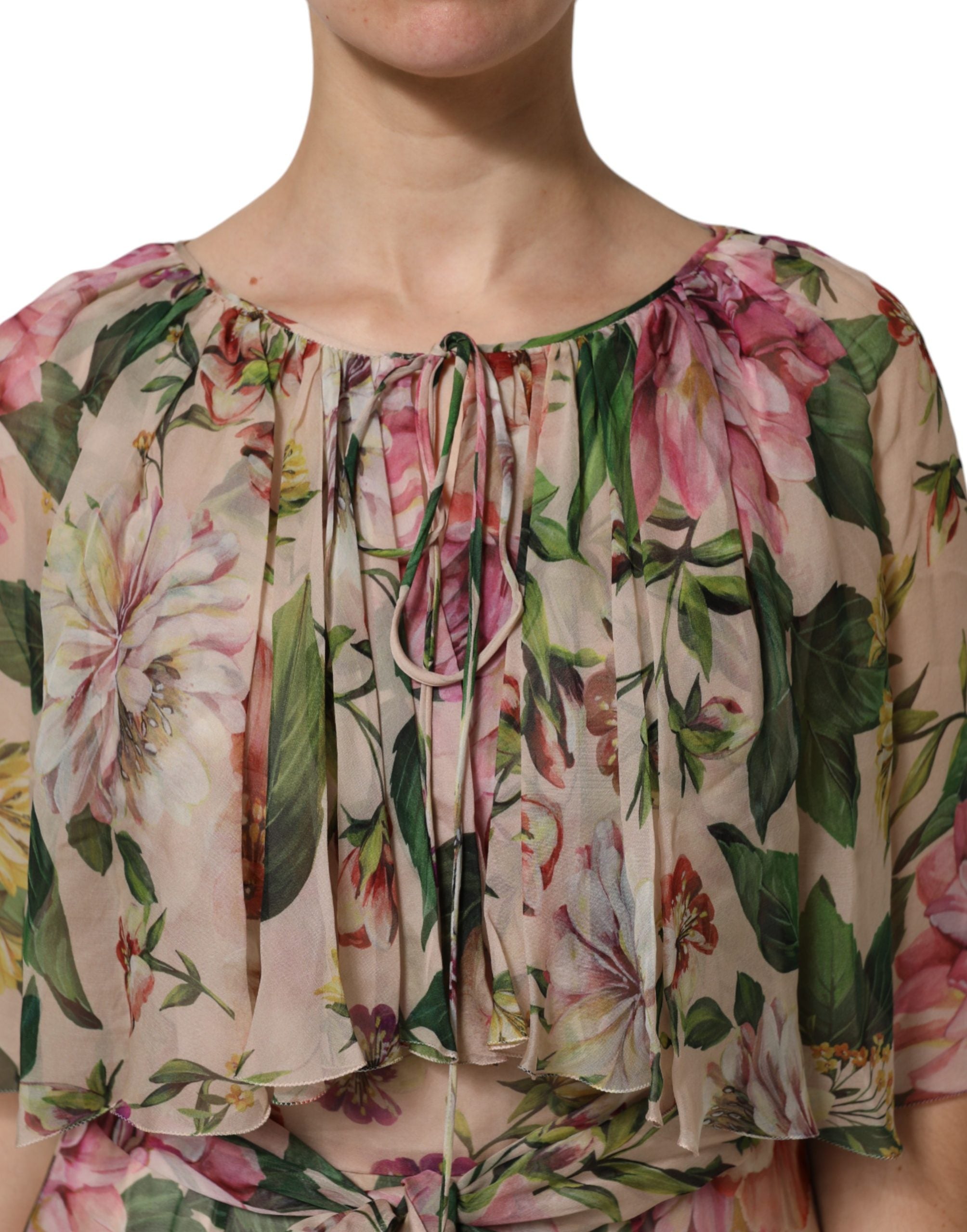 Multicolor Floral Silk Layered Maxi Dress - ventzia