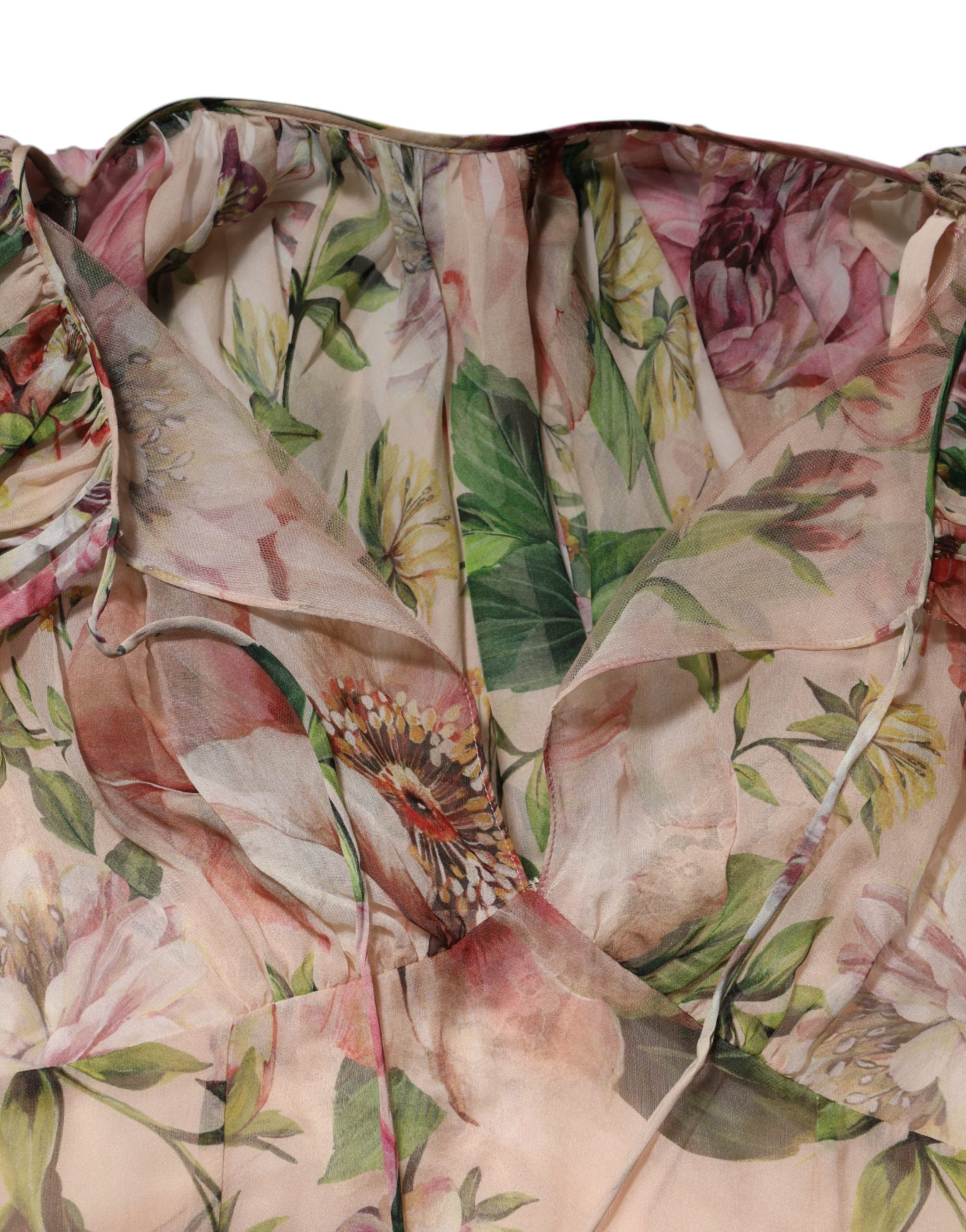 Multicolor Floral Silk Layered Maxi Dress - ventzia