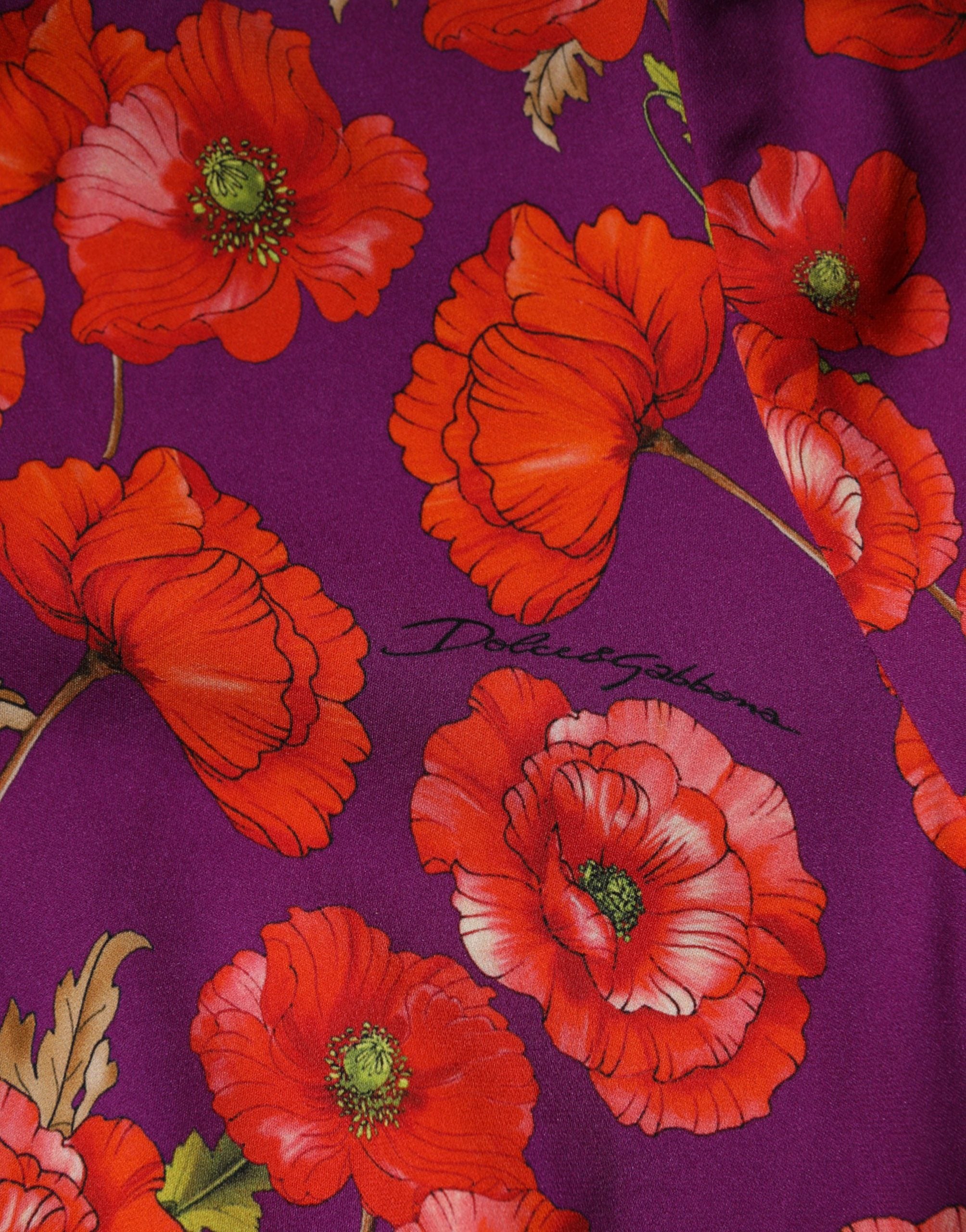 Purple Silk Floral Print Midi Sheath Dress - ventzia