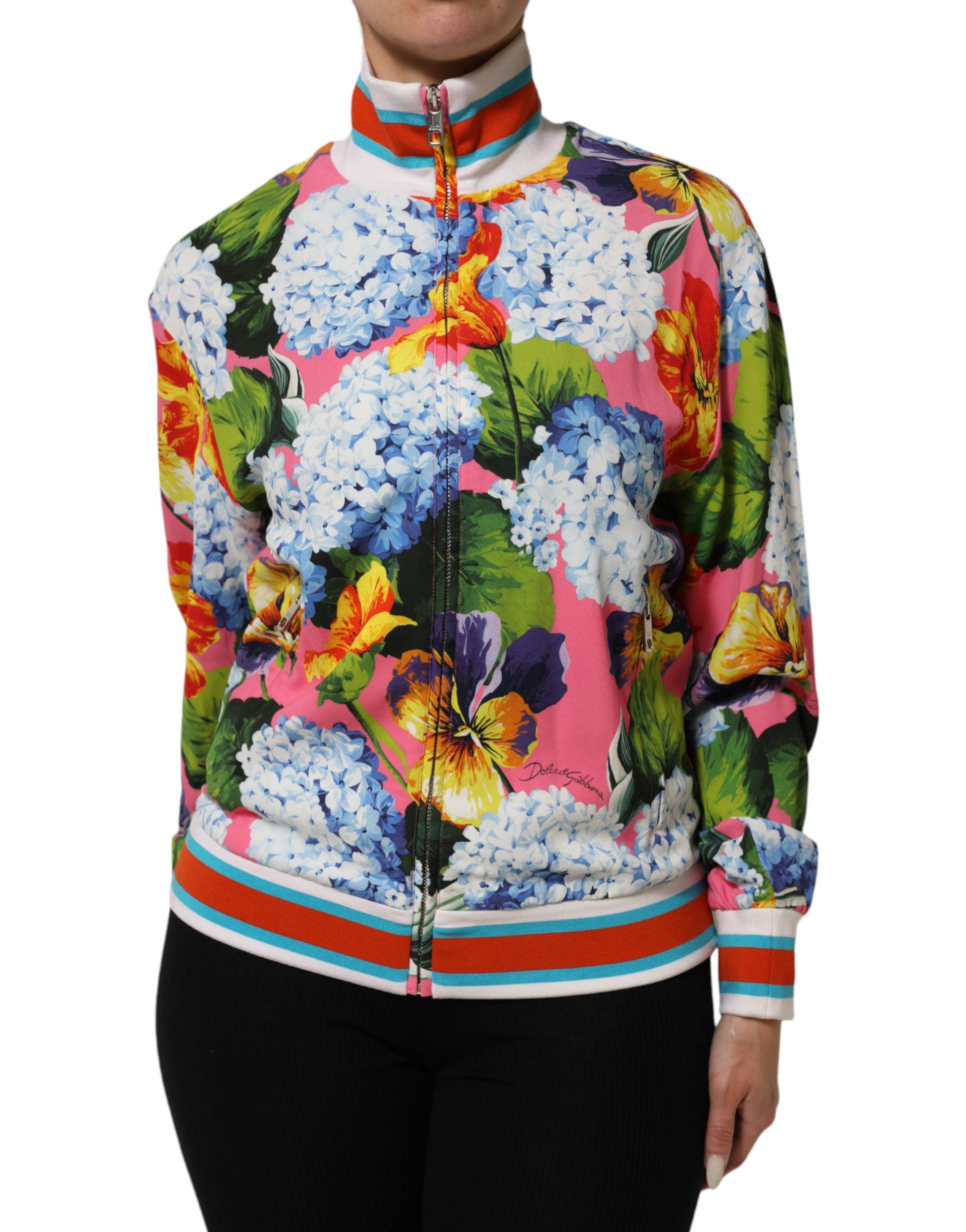 Multicolor Floral Print Zip Cardigan Jacket - ventzia