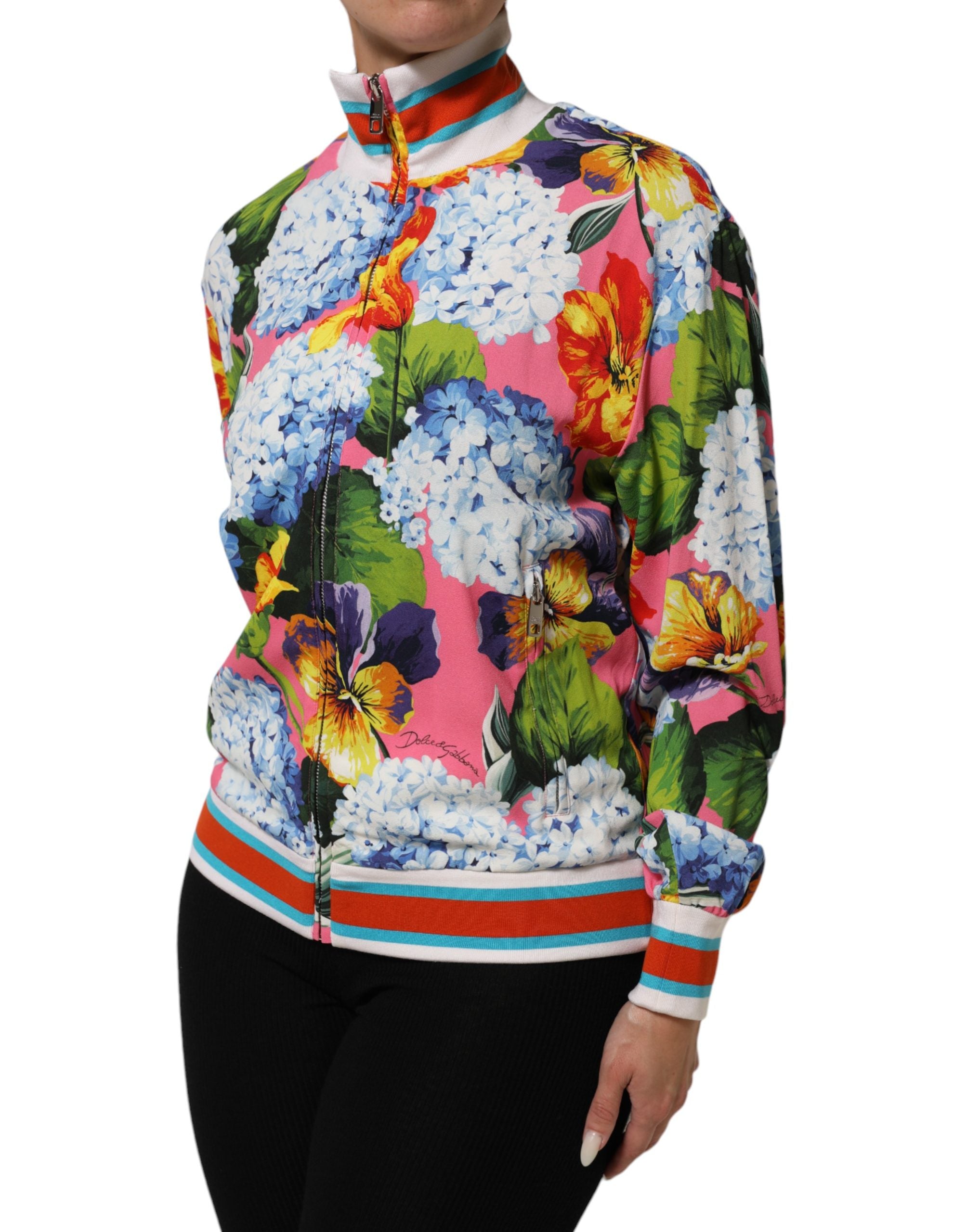 Multicolor Floral Print Zip Cardigan Jacket - ventzia