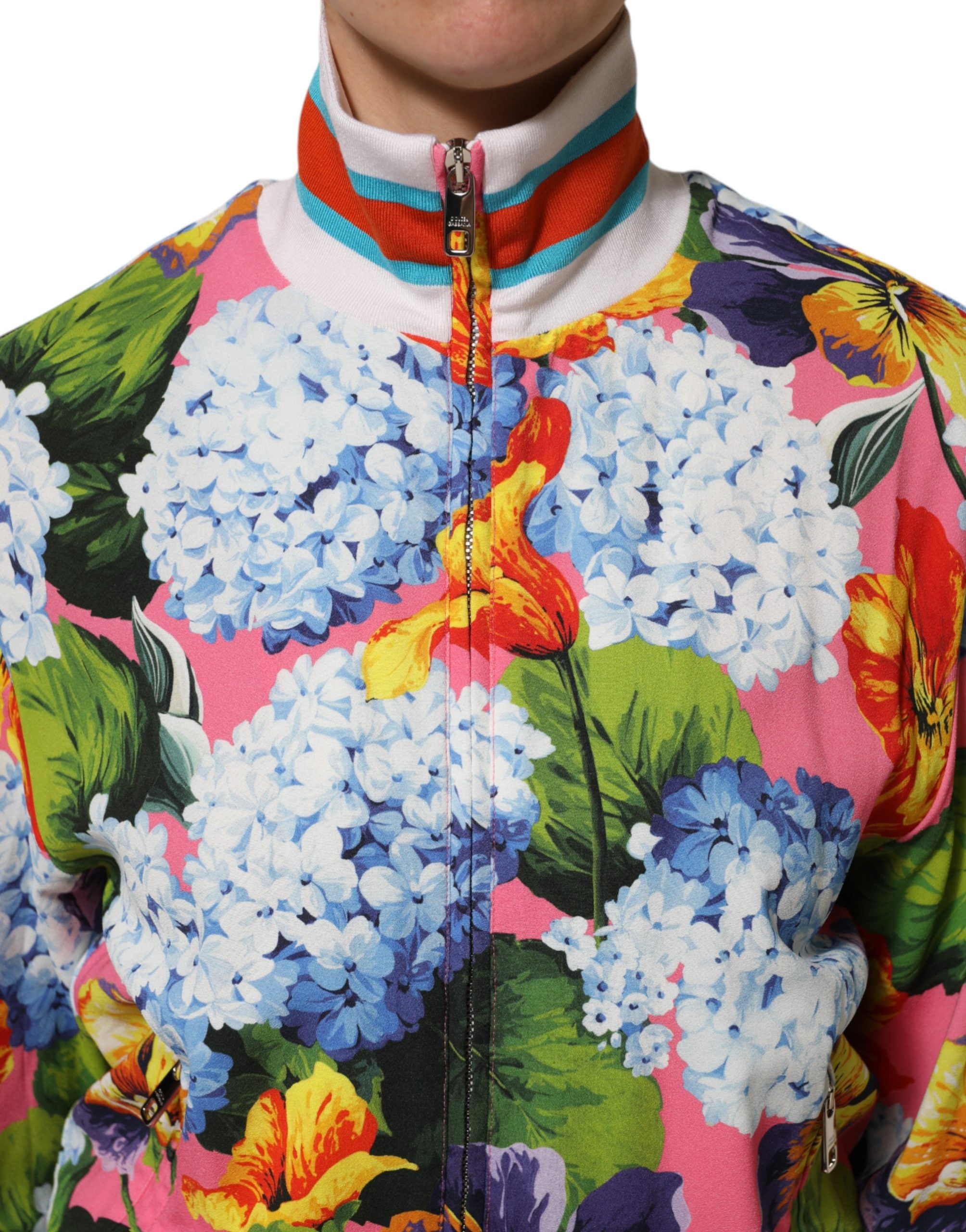 Multicolor Floral Print Zip Cardigan Jacket - ventzia