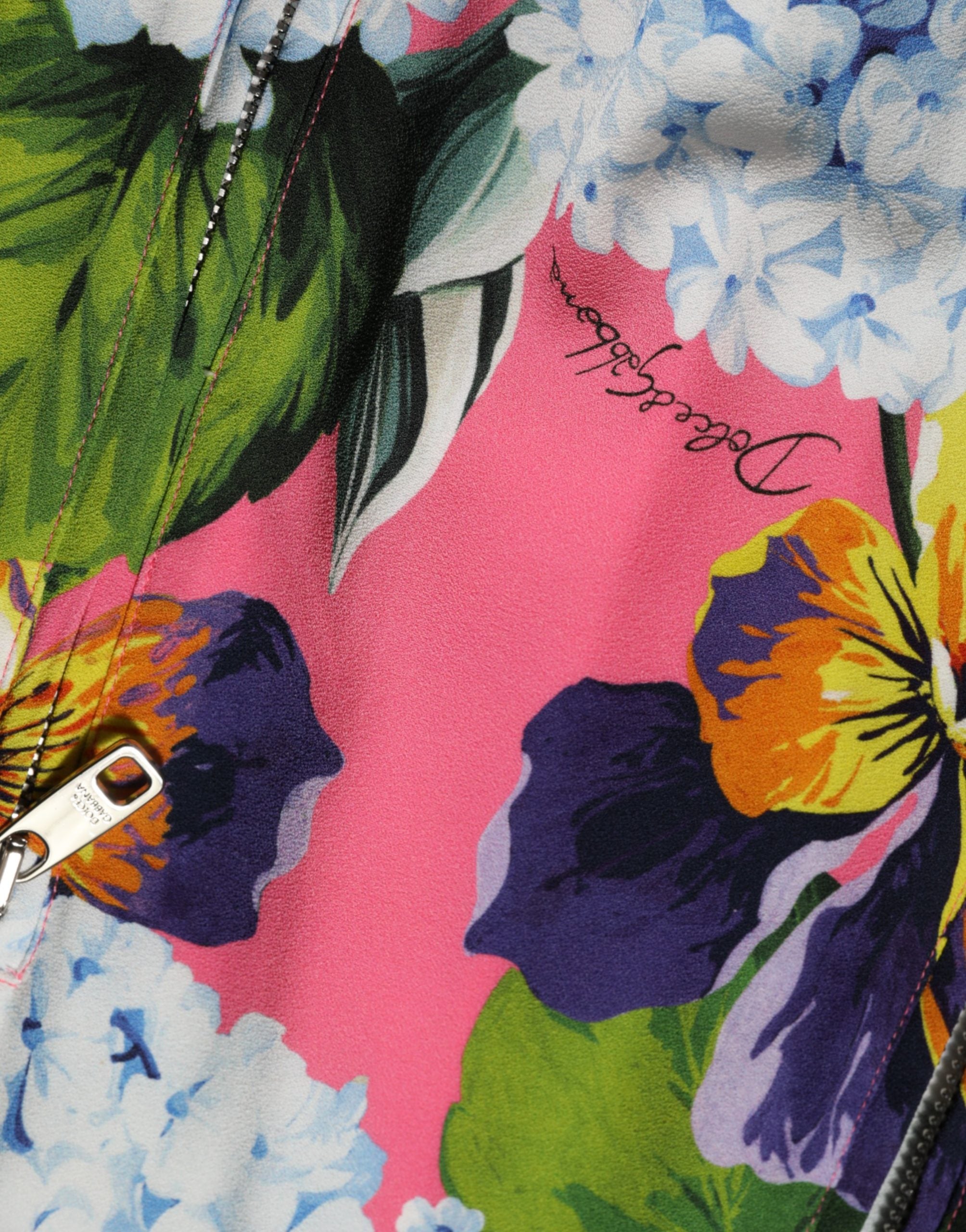 Multicolor Floral Print Zip Cardigan Jacket - ventzia