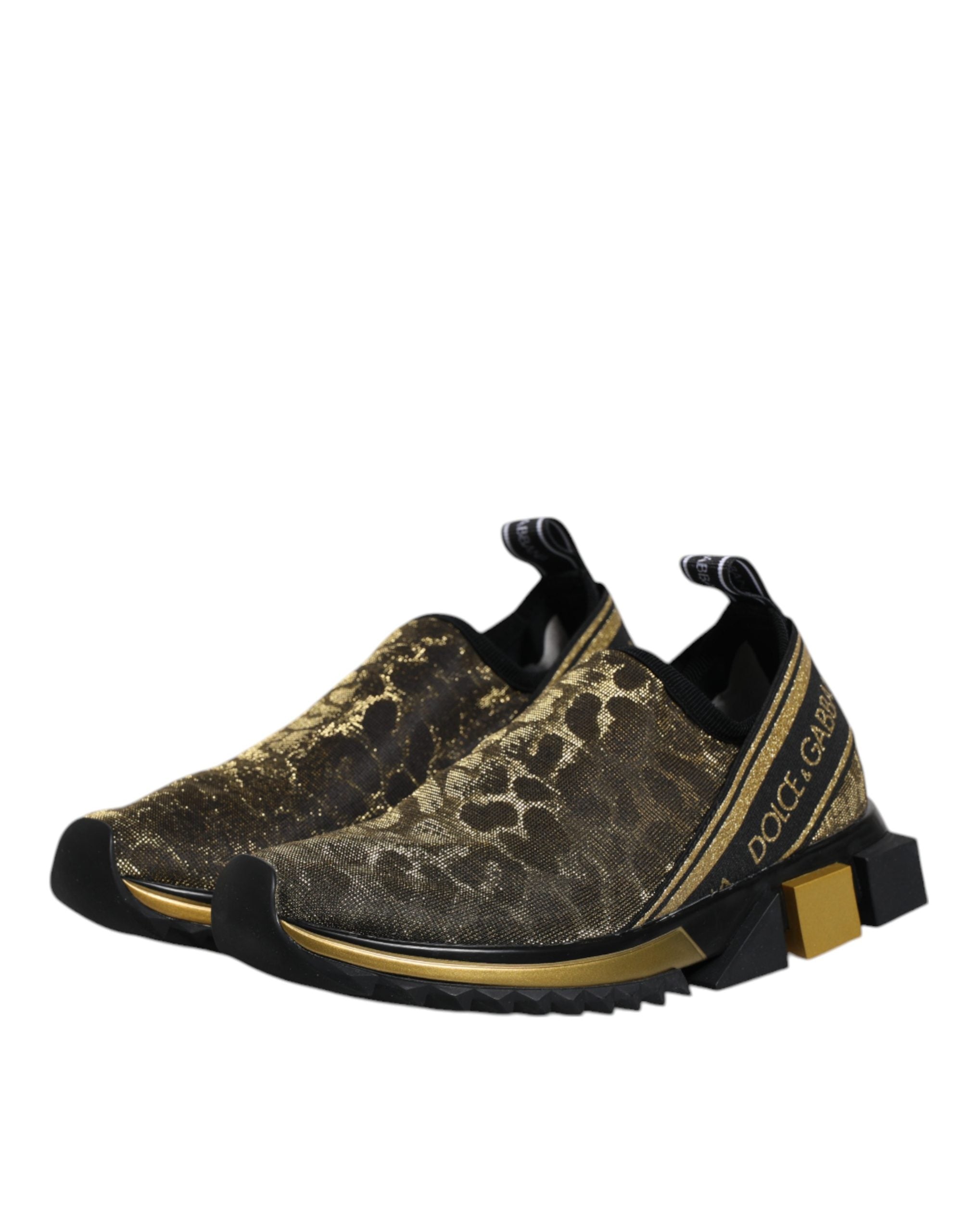 Gold Glitter Leopard Sorrento Sneakers Shoes - ventzia