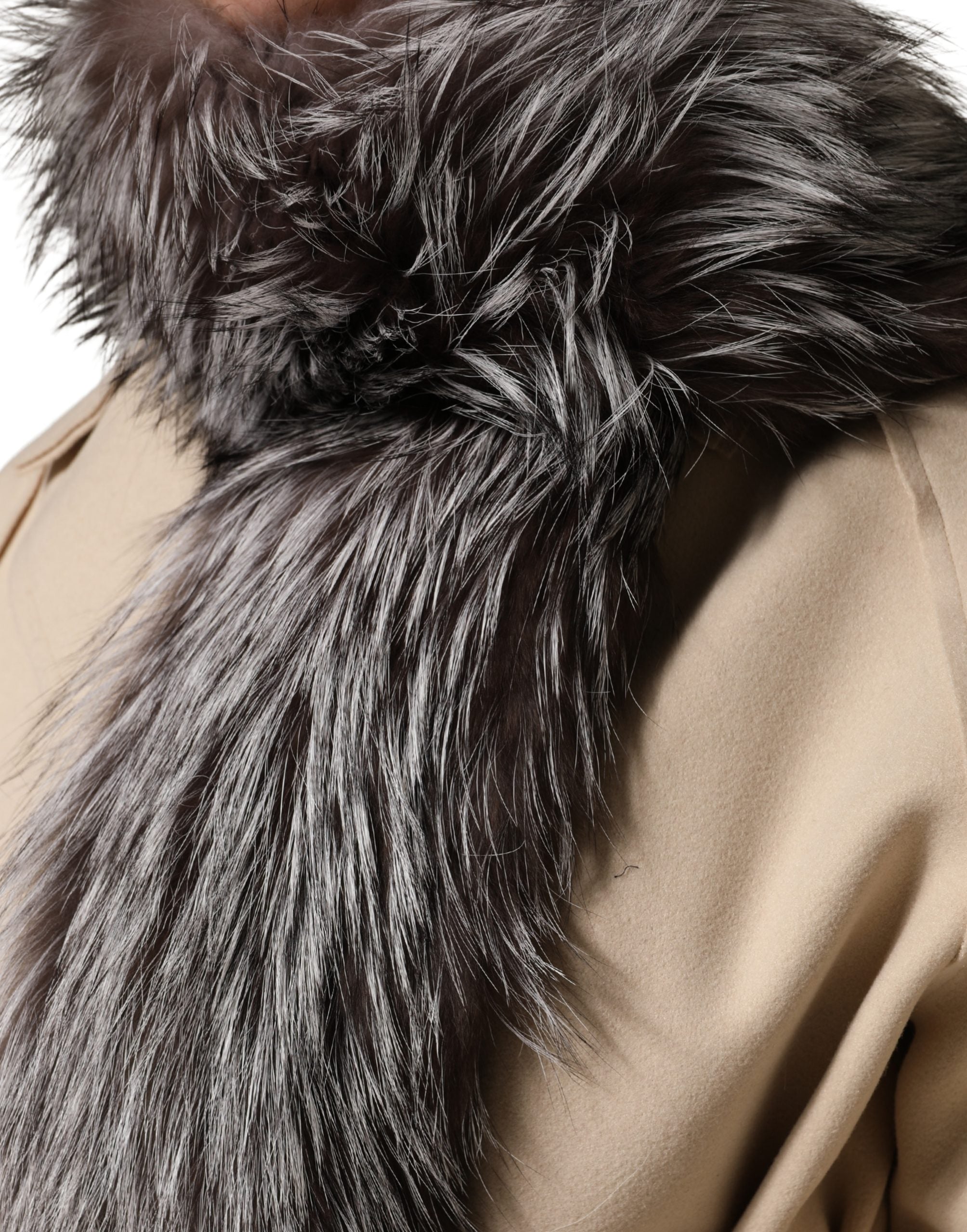 Gray Fox Fur Neck Wrap Warmer Winter Scarf - ventzia