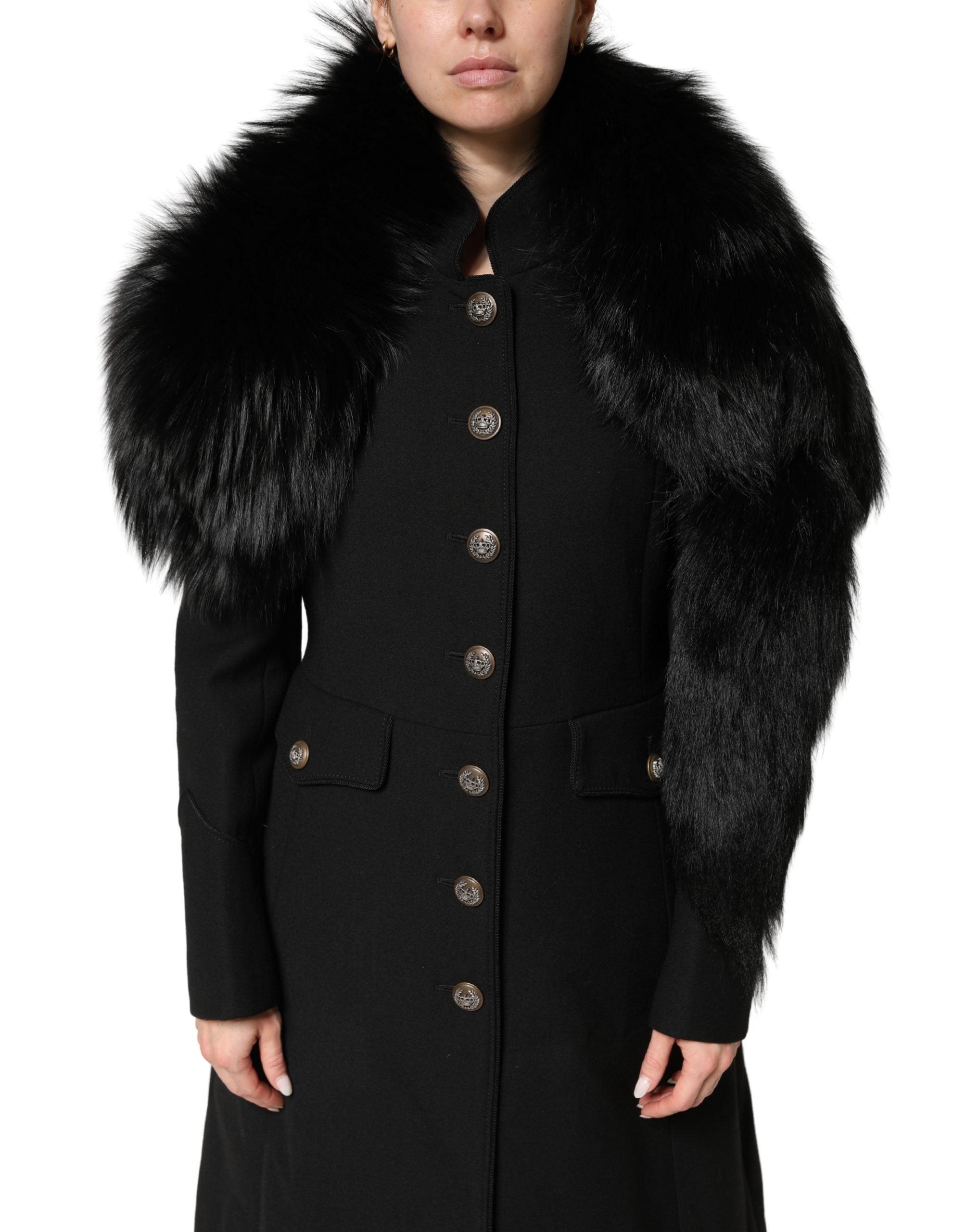Black Fox Fur Neck Wrap Warmer Winter Scarf - ventzia