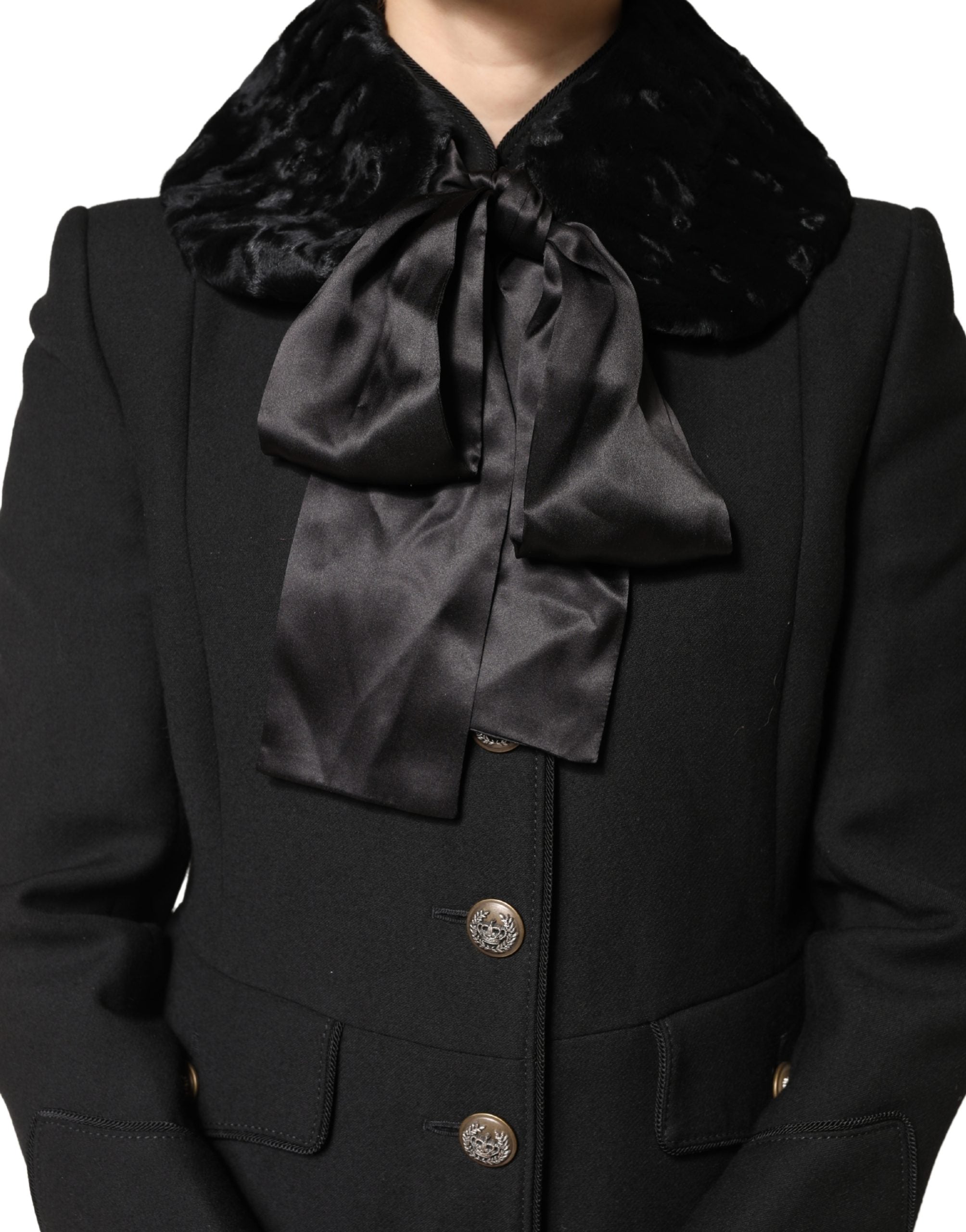 Black Lamb Fur Women Neck Warmer Winter Scarf - ventzia