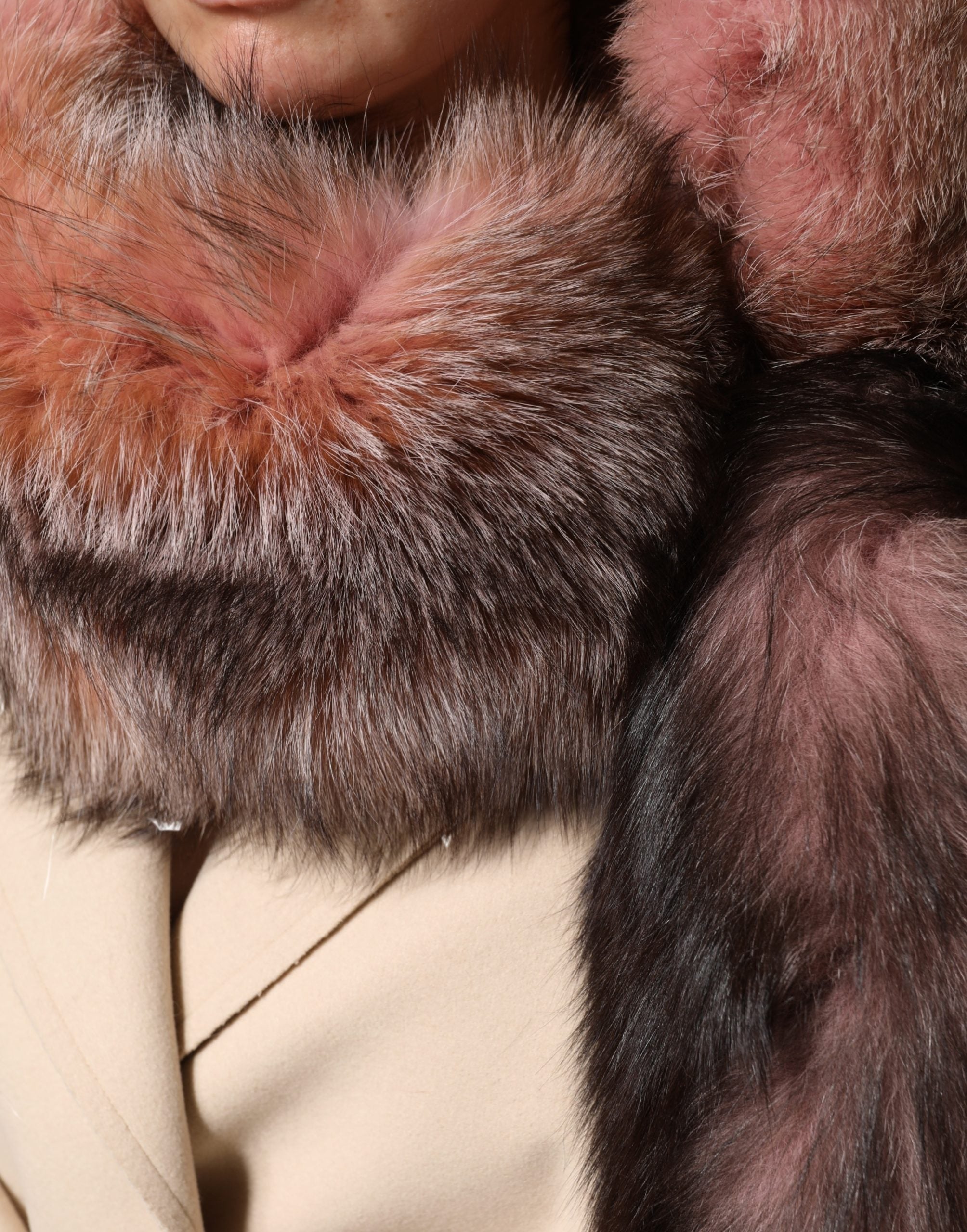 Pink Frost Fox Fur Neck Warmer Winter Scarf - ventzia