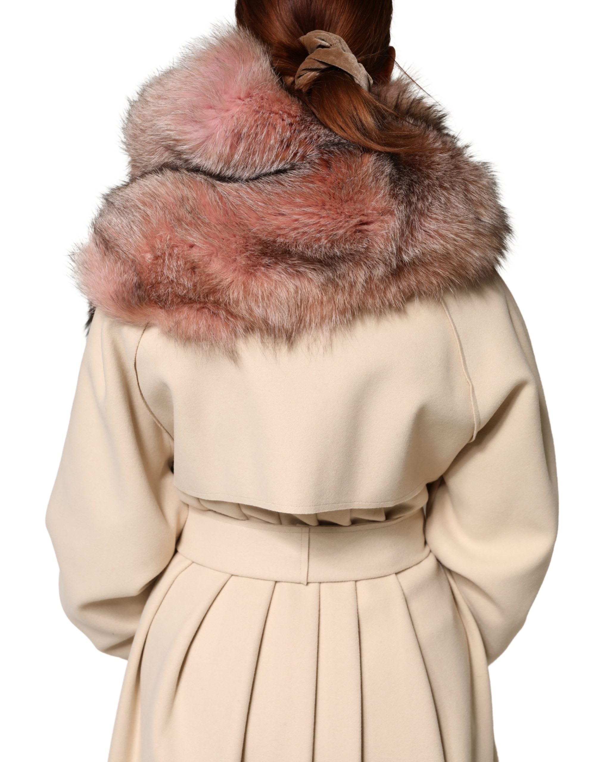 Pink Frost Fox Fur Neck Warmer Winter Scarf - ventzia