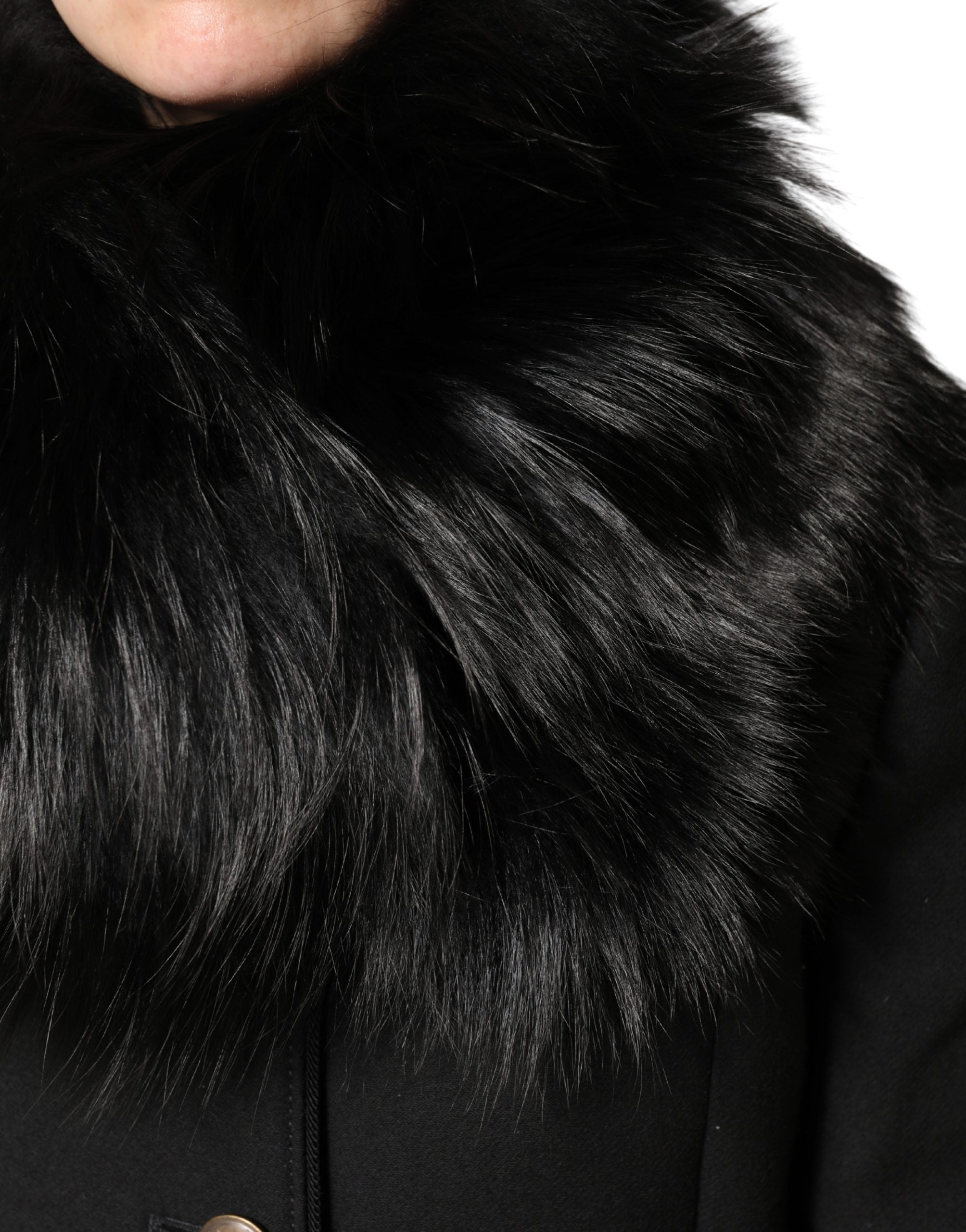 Black Fur Shoulder Collar Wrap Shawl Scarf - ventzia