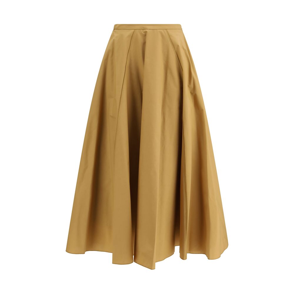 Beige Cotton Long Skirt - ventzia