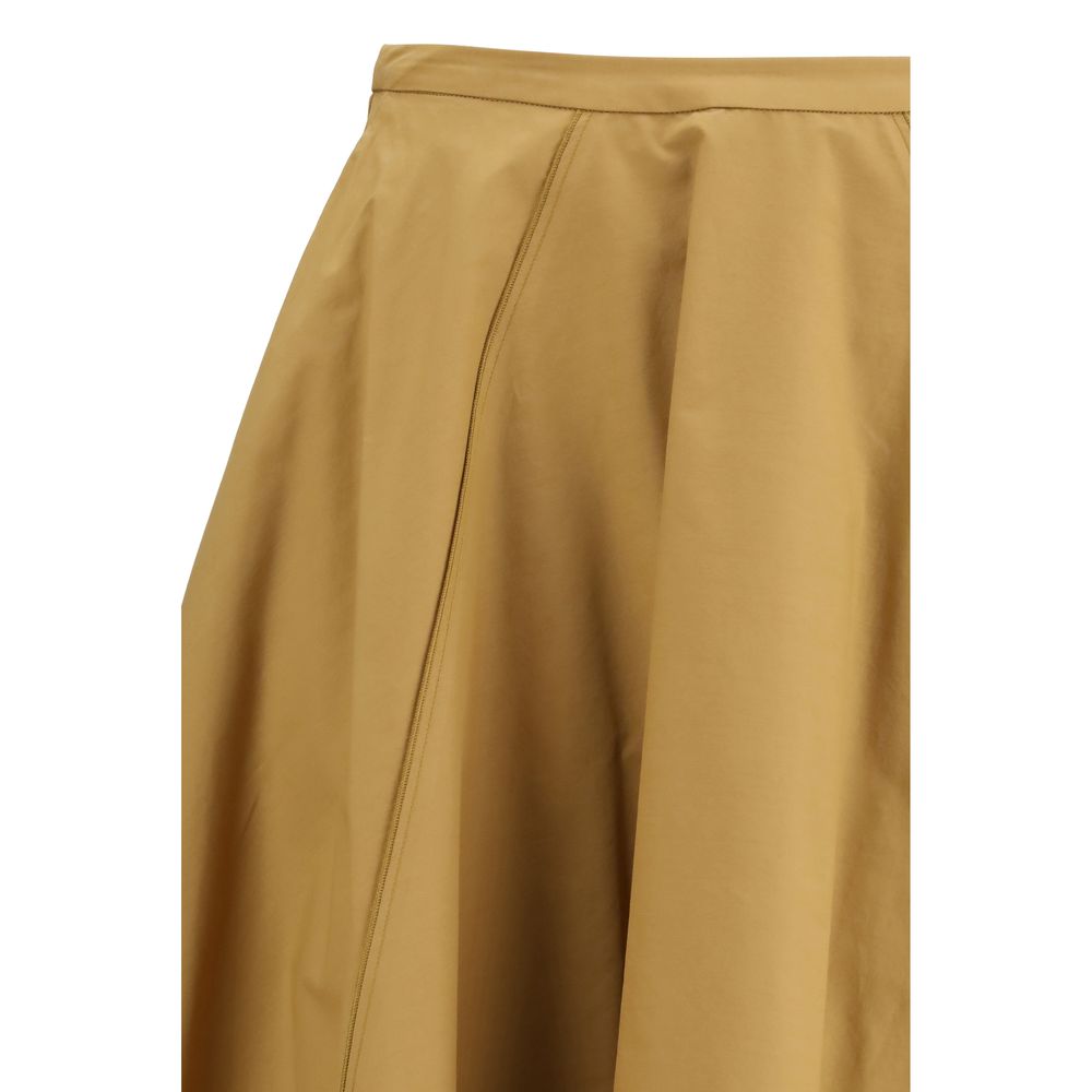 Beige Cotton Long Skirt - ventzia