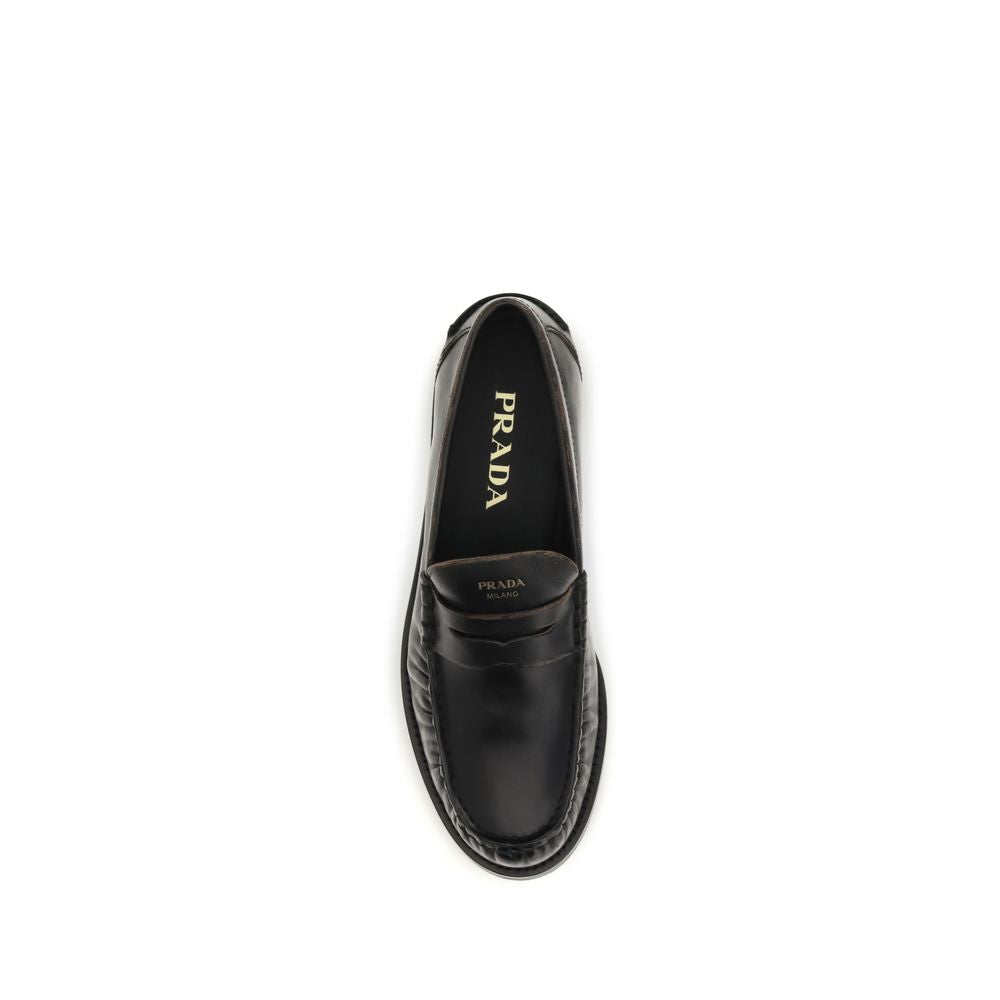 Black Calf Leather Bos Taurus Slip-On Loafers - ventzia