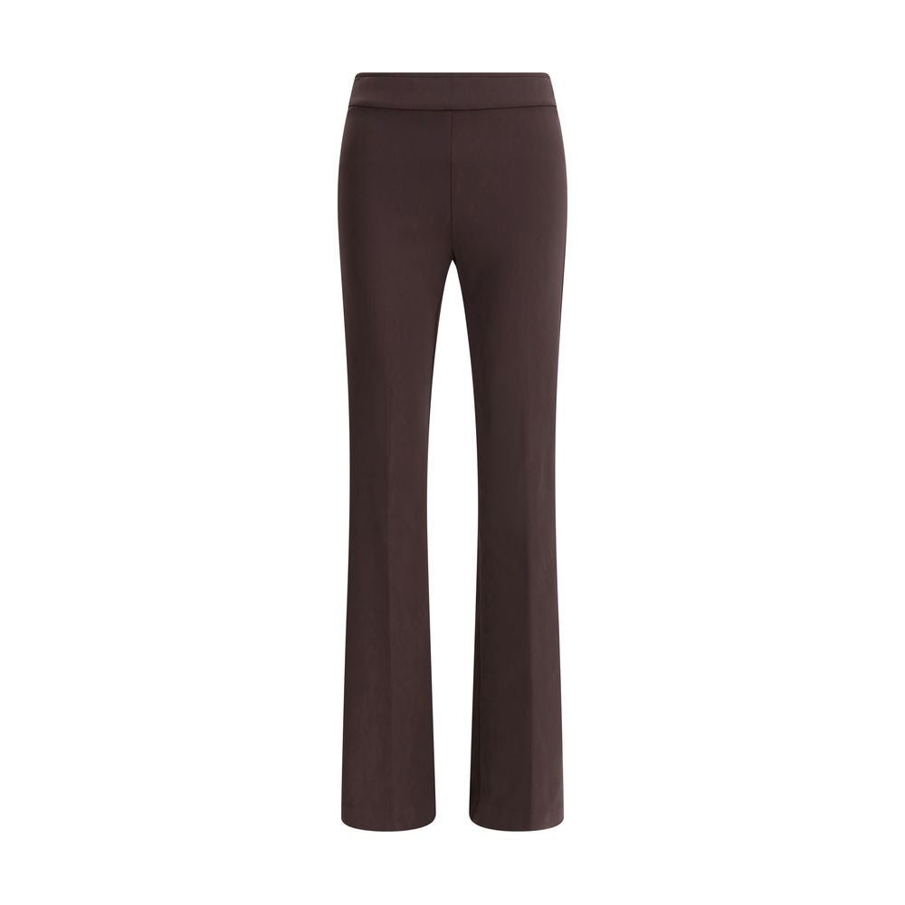 Brown Elastane Flared Pants - ventzia