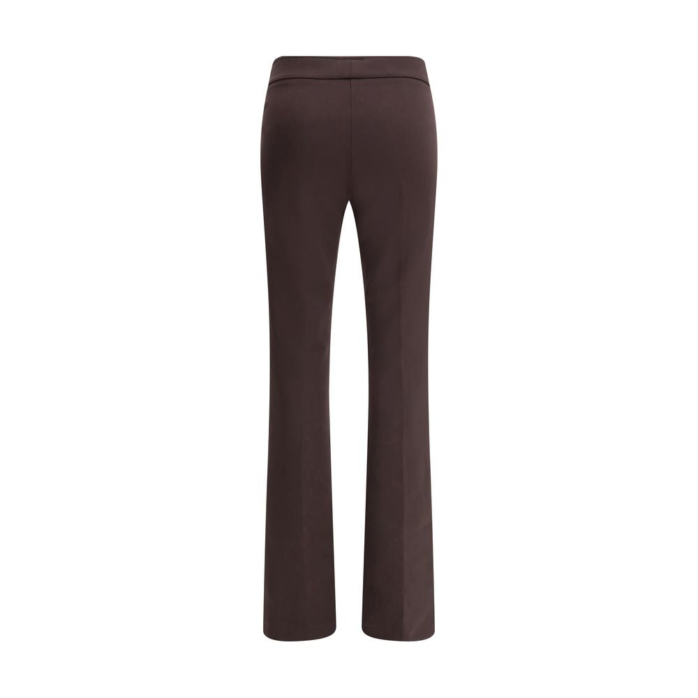 Brown Elastane Flared Pants - ventzia