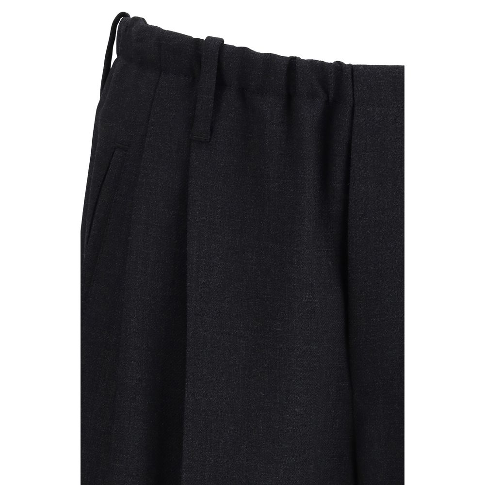 Black Fleece Wool Casual Pants - ventzia