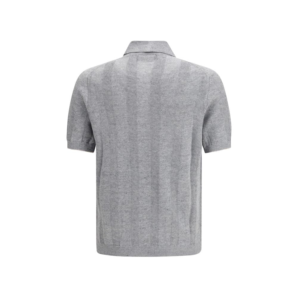 Gray Cotton Polo Shirt - ventzia
