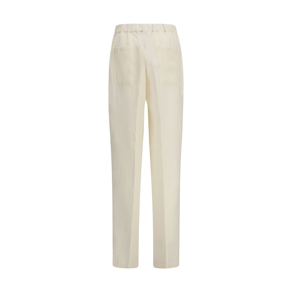 Beige Viscose Casual Pants - ventzia