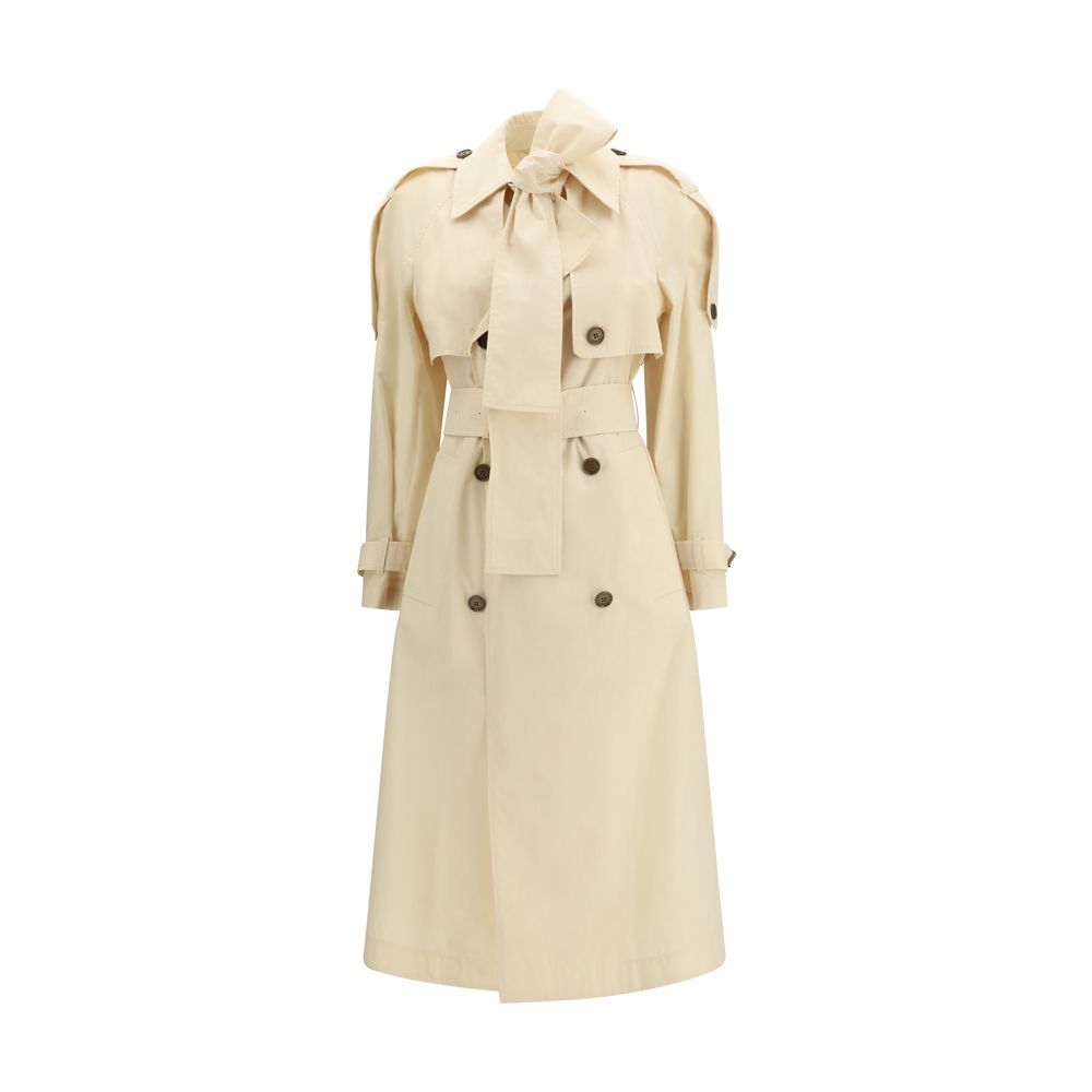 Beige Polyester Trench Coat - ventzia