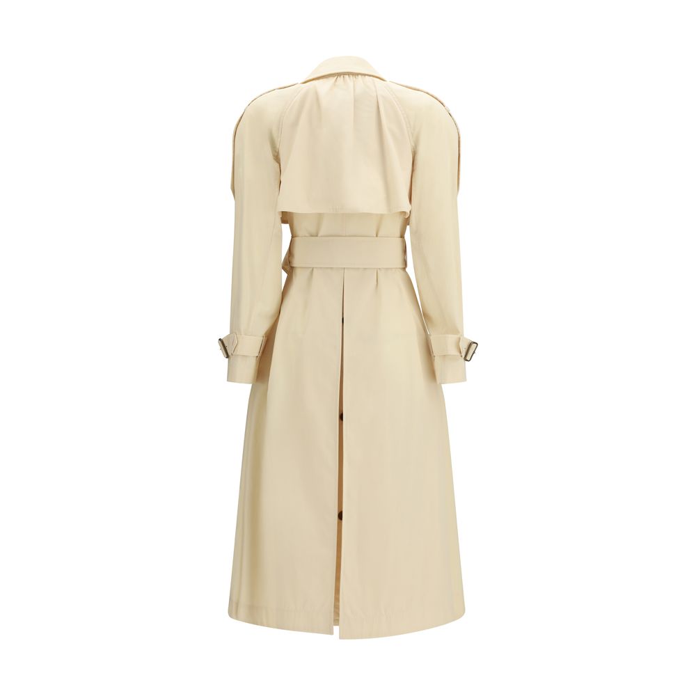 Beige Polyester Trench Coat - ventzia