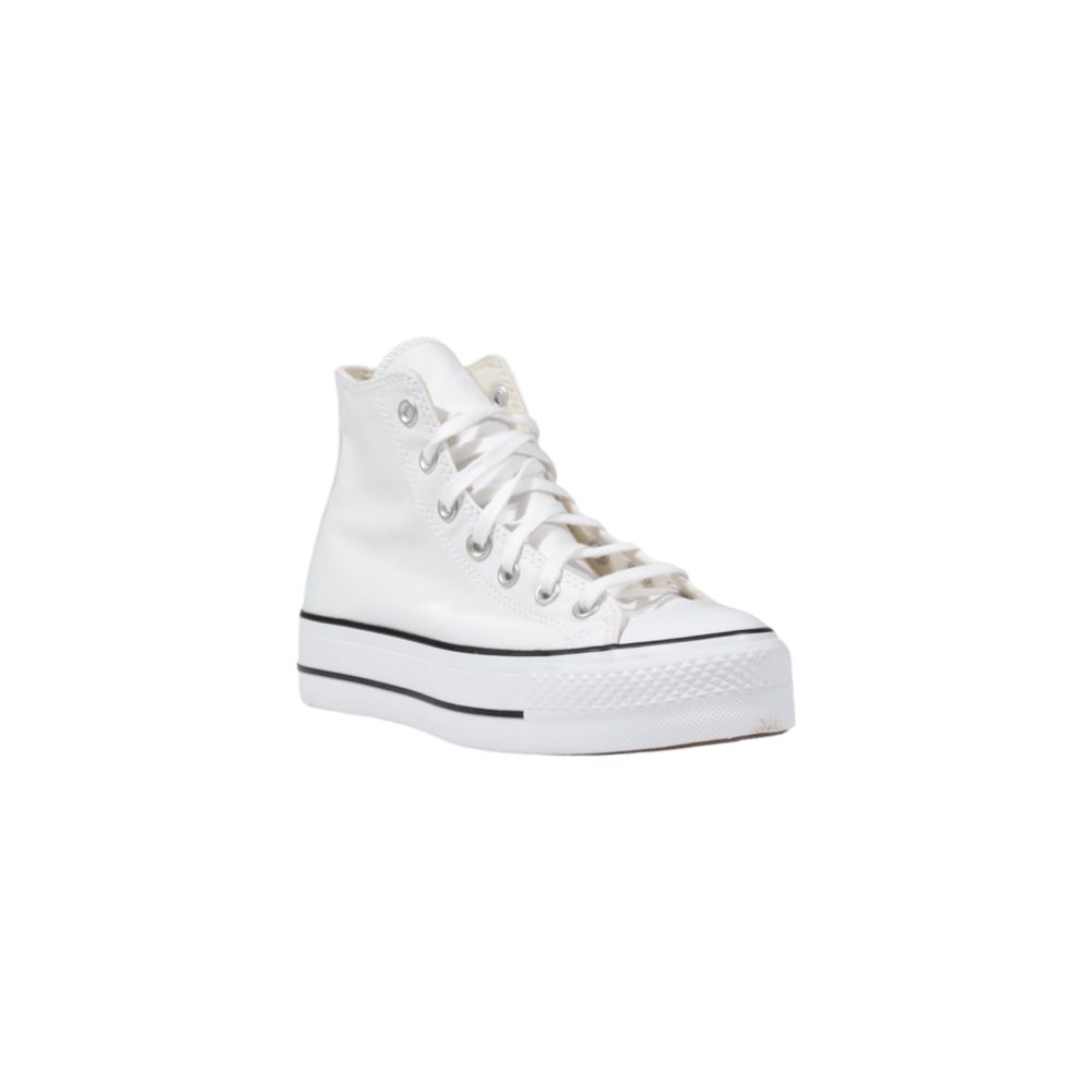 White Polyester Platform Sneakers - ventzia