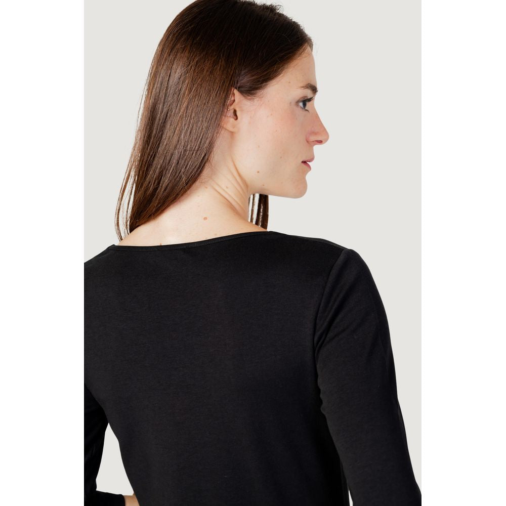 Black Cotton Long Sleeve T-Shirt - ventzia