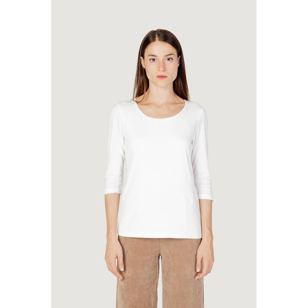 Cream Cotton Long Sleeve T-Shirt - ventzia